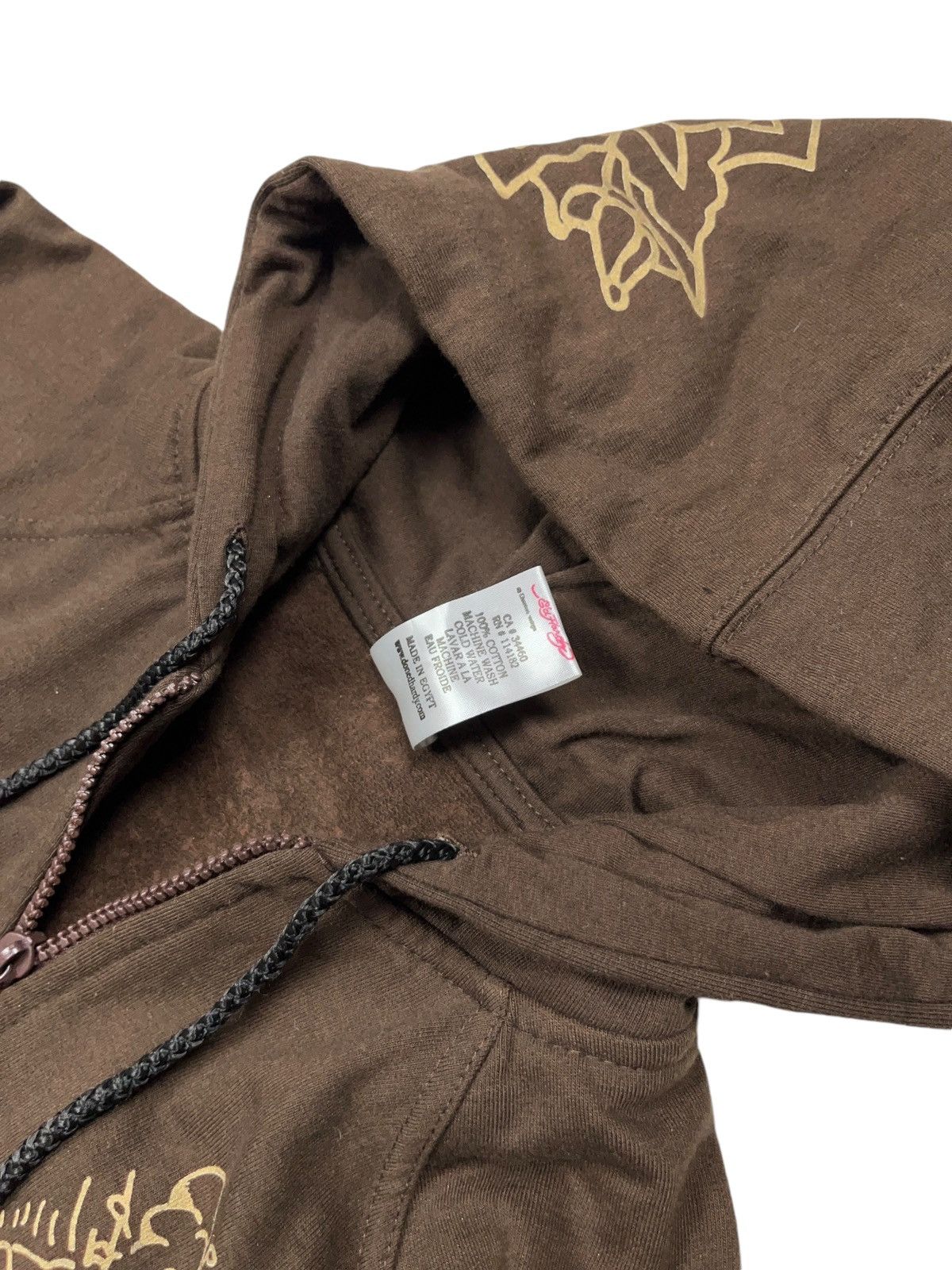 Christian Audigier × Ed Hardy × Vintage Vintage y2k Ed Hardy Brown Zip Hoodie with Rhinestones Size S / US 4 / IT 40 - 5 Thumbnail
