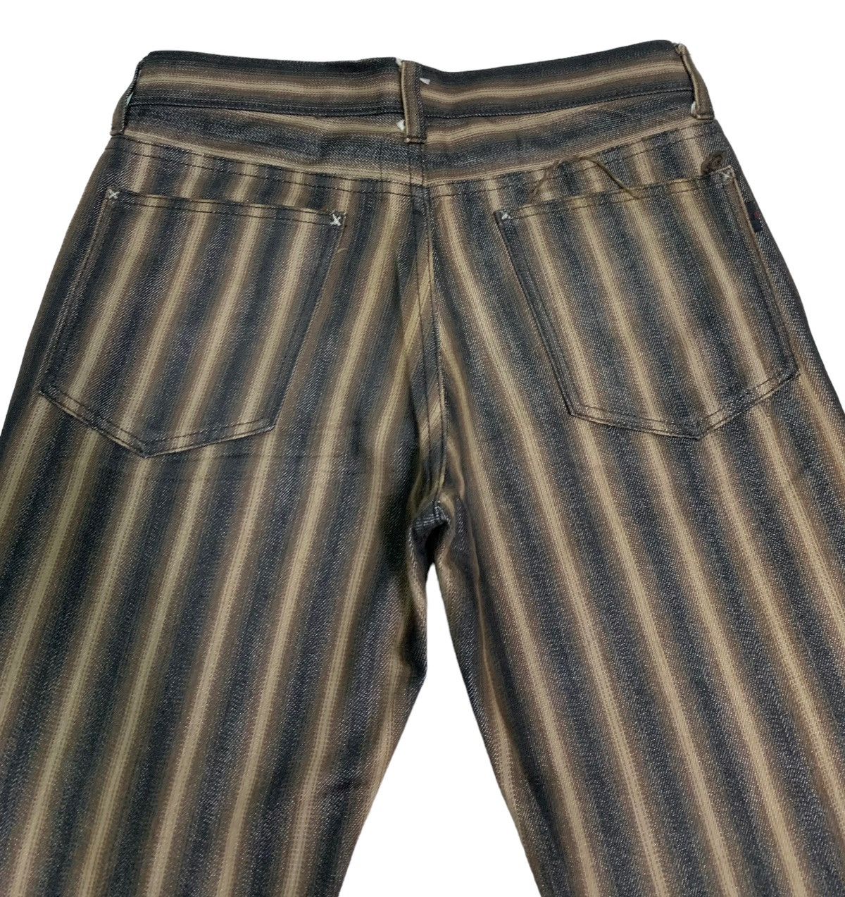 Japanese Brand 🔥Rare Vintage Wild Khakis Brown Stripes Flare Pants Size US 30 / EU 46 - 9 Thumbnail