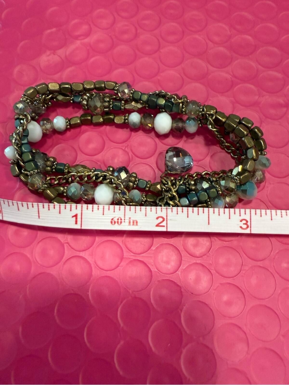 Other Bead & chain multi strand bracelet with rhinestone charm Size ONE SIZE - 4 Thumbnail