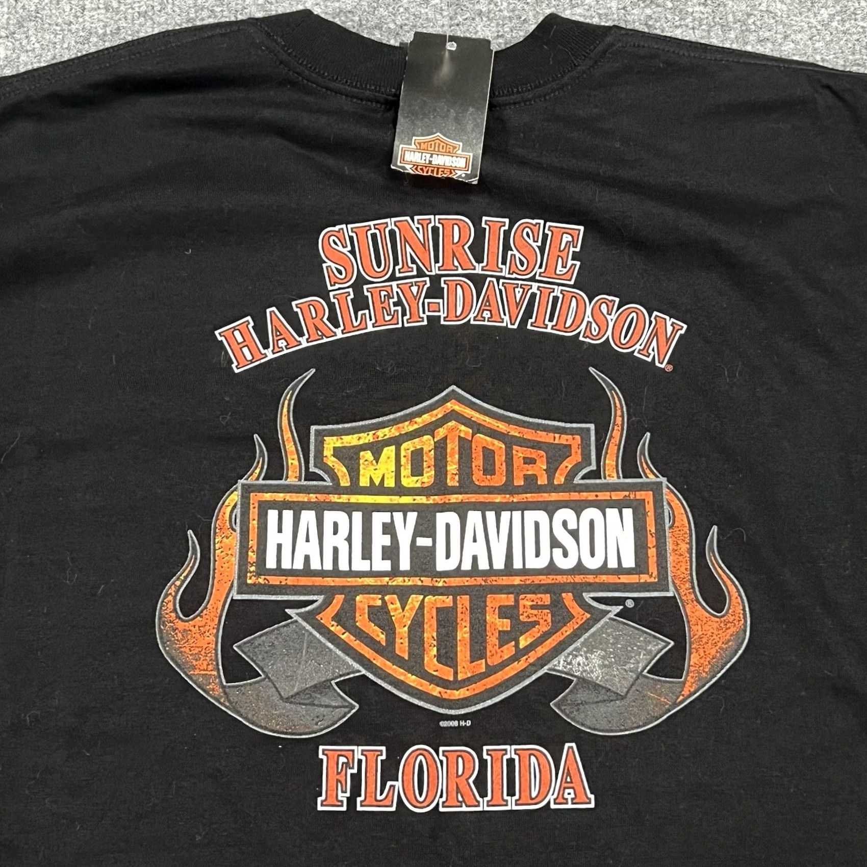 Harley Davidson VINTAGE Harley-Davidson Shirt XL Black USA Biker Motorcycle Sunrise Florida Tee NWT Men Distressed Logo 2000s Size US XL / EU 56 / 4 - 2 Thumbnail