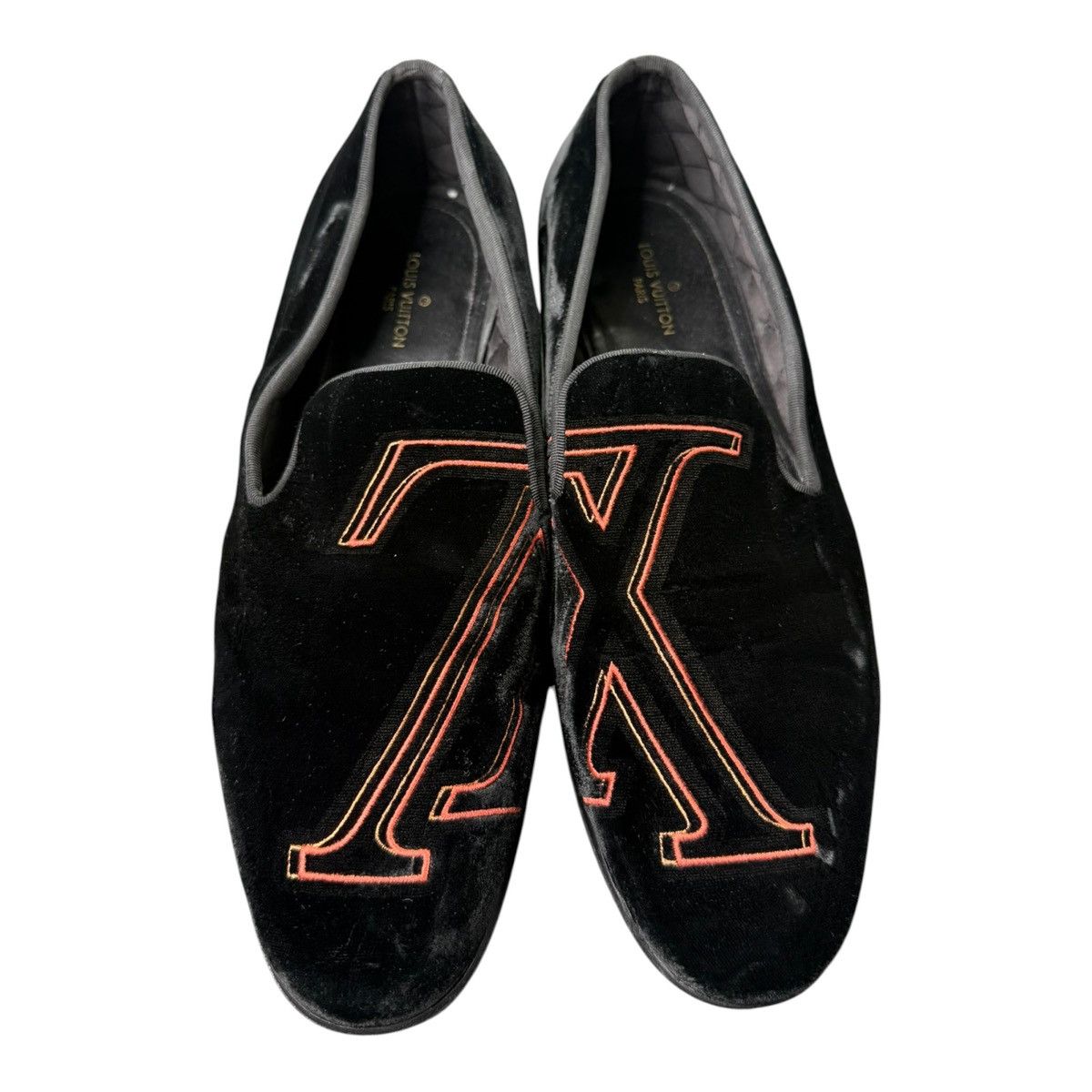 Louis Vuitton Louis Vuitton Velvet Monogram Loafers Black LV 7.5 US 8.5 Size US 8.5 / EU 41-42 - 4 Thumbnail