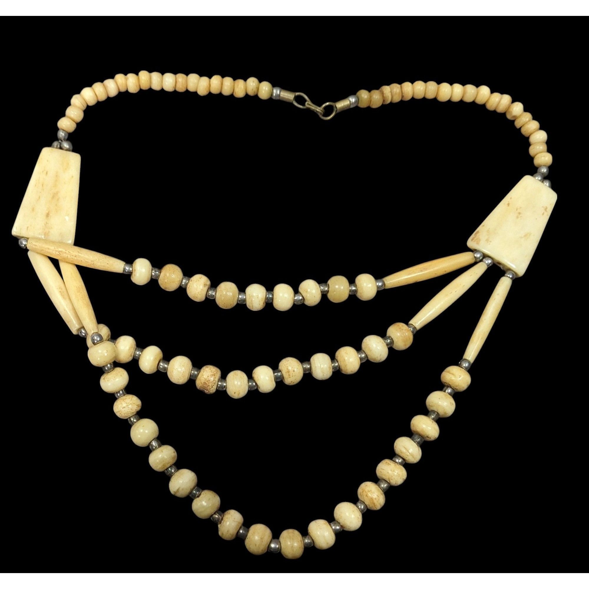 Other Vintage Tribal Carved Cow Bone Statement Necklace Size ONE SIZE - 2 Thumbnail