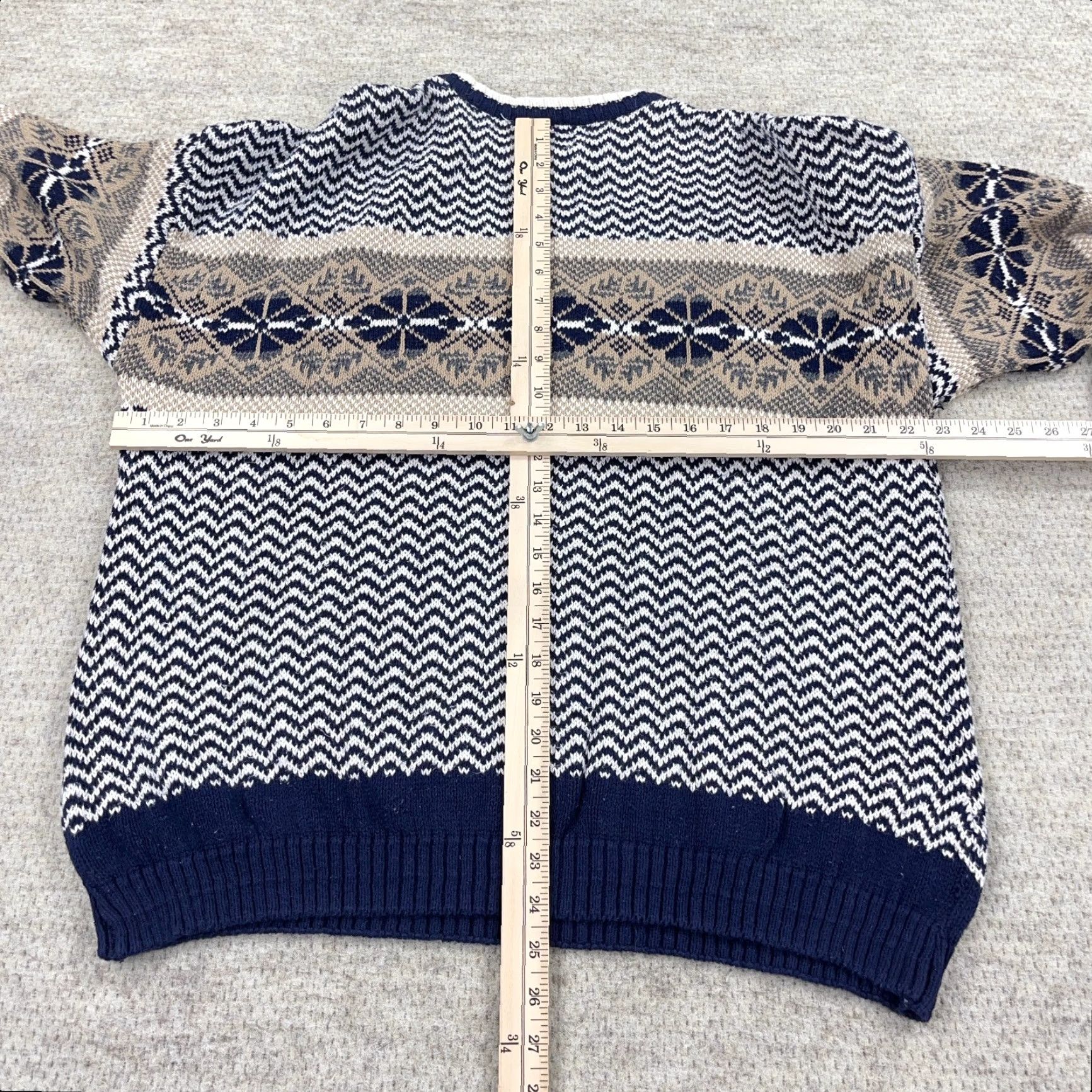 Vintage Vintage Grandpas Sweater Men Large Blue Heavy Knit Geometric Nordic USA 80s 90s Size US L / EU 52-54 / 3 - 6 Thumbnail