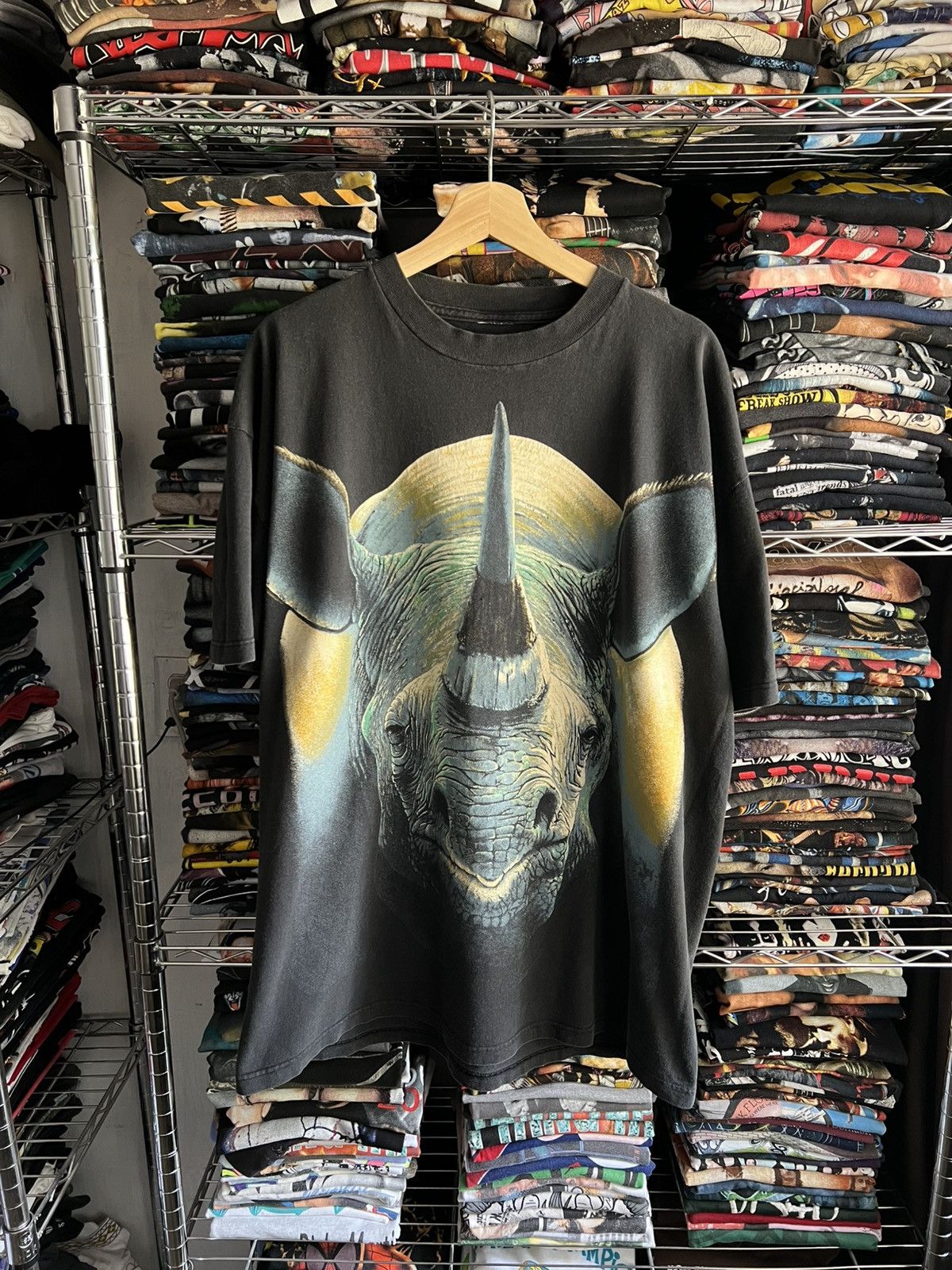 Habitat 90s Rhinoceros Big Face Nature Art Tee Size US XL / EU 56 / 4 - 1 Thumbnail