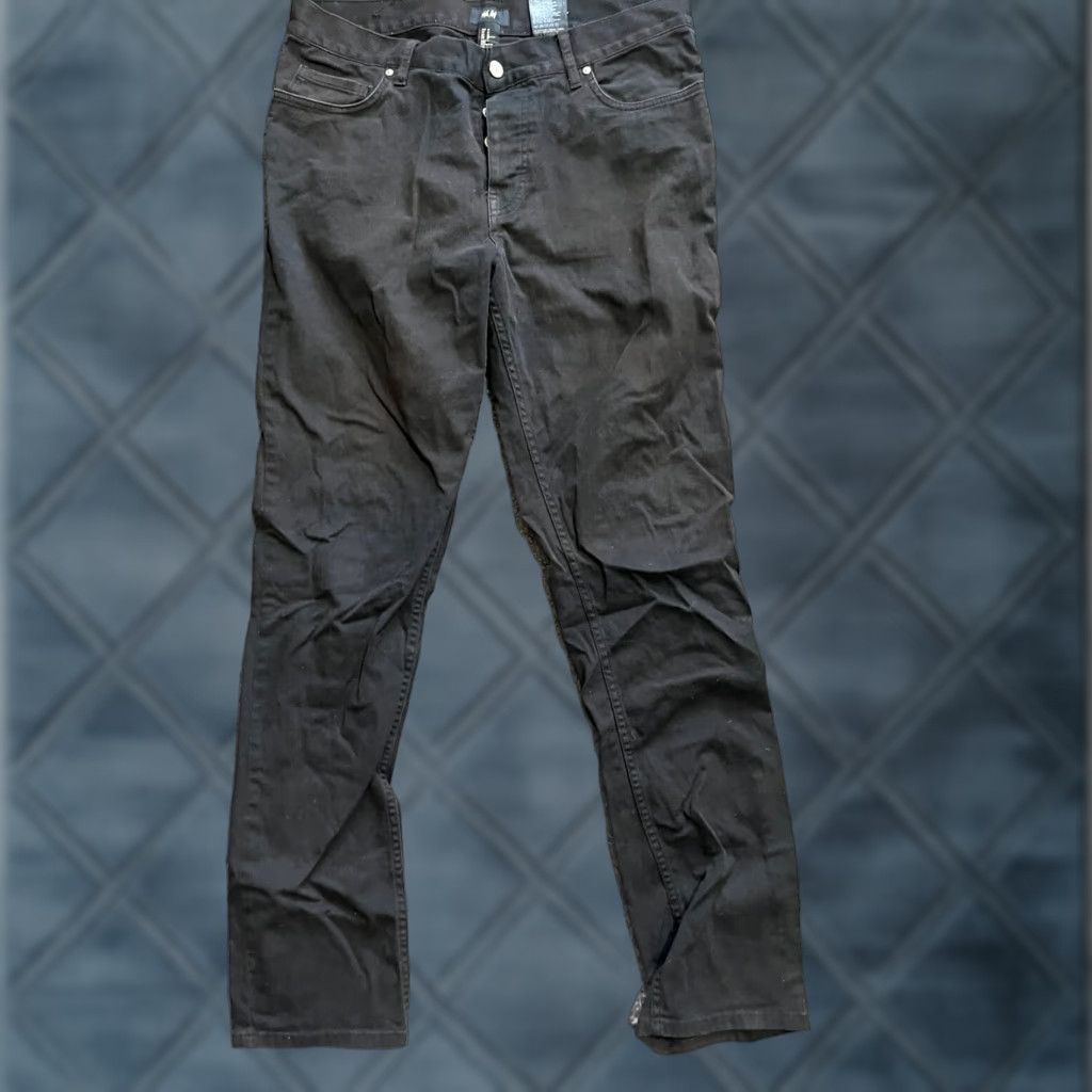 H&M H&M L.O.G.G. H.M Slim Fit Jeans 31 Black Solid Men's Button Fly Zip 5-Pocket Size US 31 - 1 Thumbnail