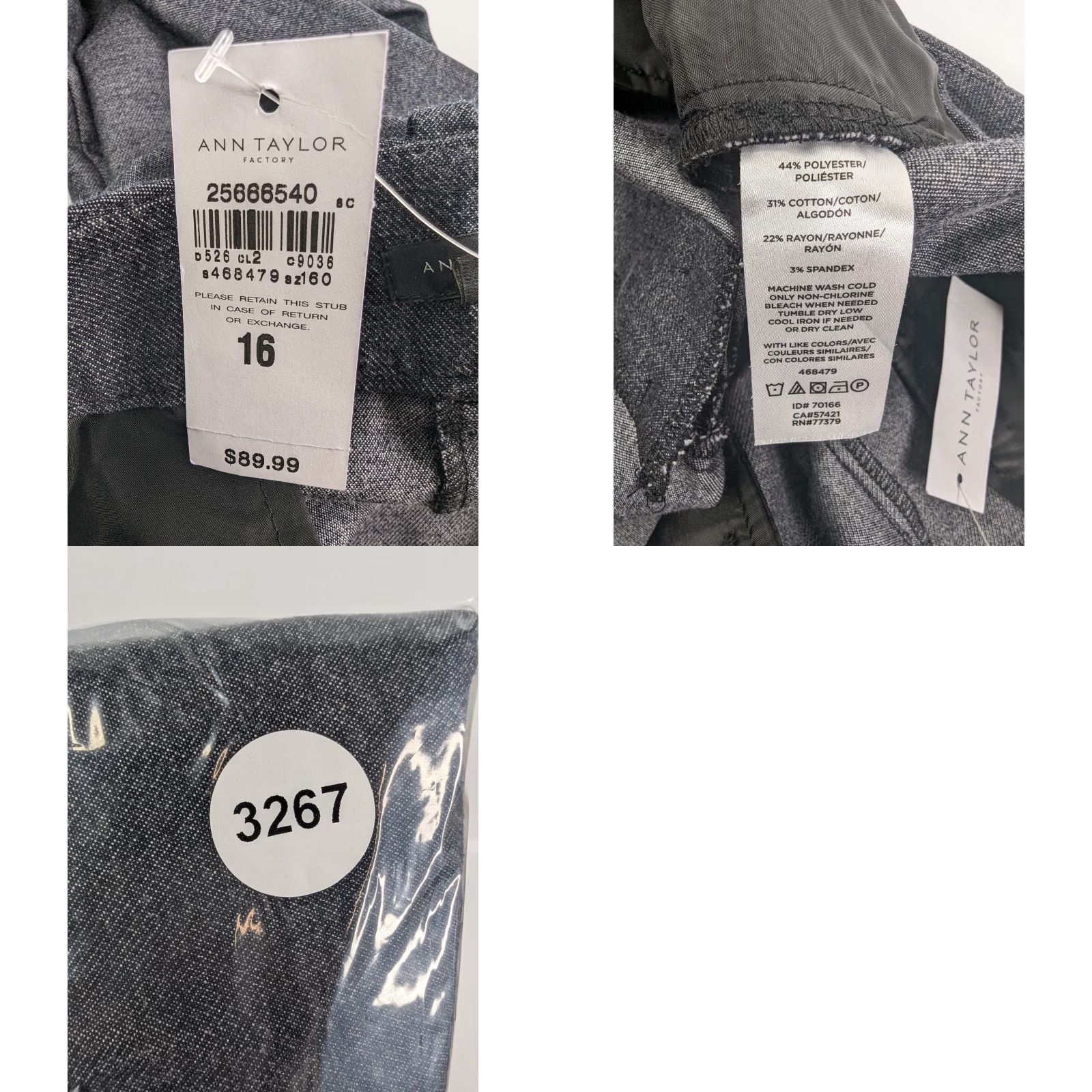 Ann Taylor NWT Ann Taylor Factory Straight Pants Trousers in Modern Size 16 Grey Size 38" / US 16 / IT 52 - 9 Thumbnail