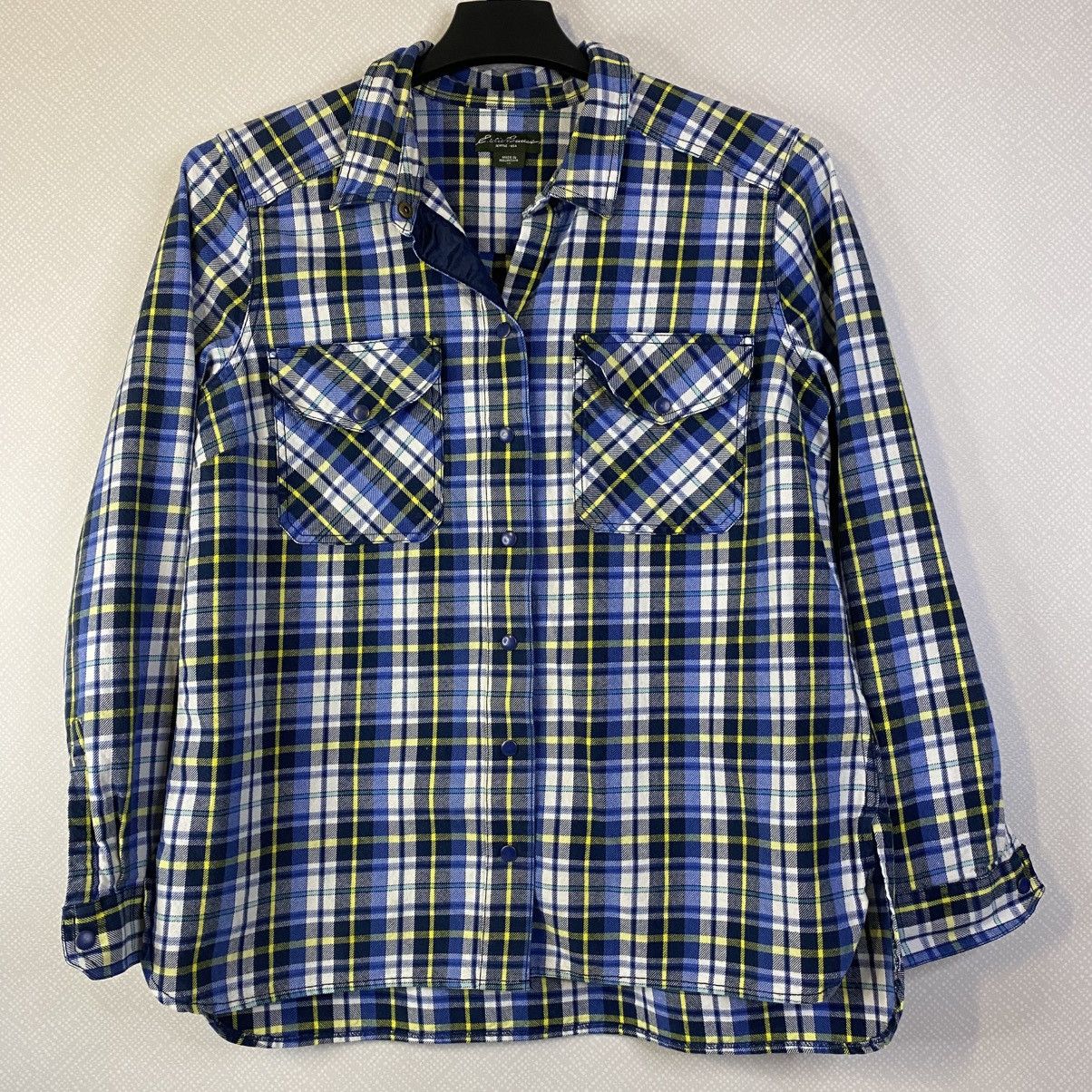 Eddie Bauer Eddie Bauer Dress Shirt Mens Plaid Sz XL Blue Yellow *FLAW Size US XL / EU 56 / 4 - 1 Thumbnail