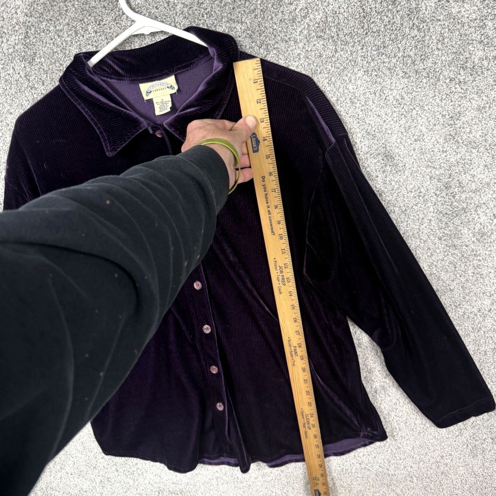 Velvet VINTAGE Best United Garment Company Velvet Shirt L Purple Women's Long Sleeve Button-Up 90s Grunge Retro Dark Academia Witchy Whimsigoth Size L / US 10 / IT 46 - 2 Thumbnail
