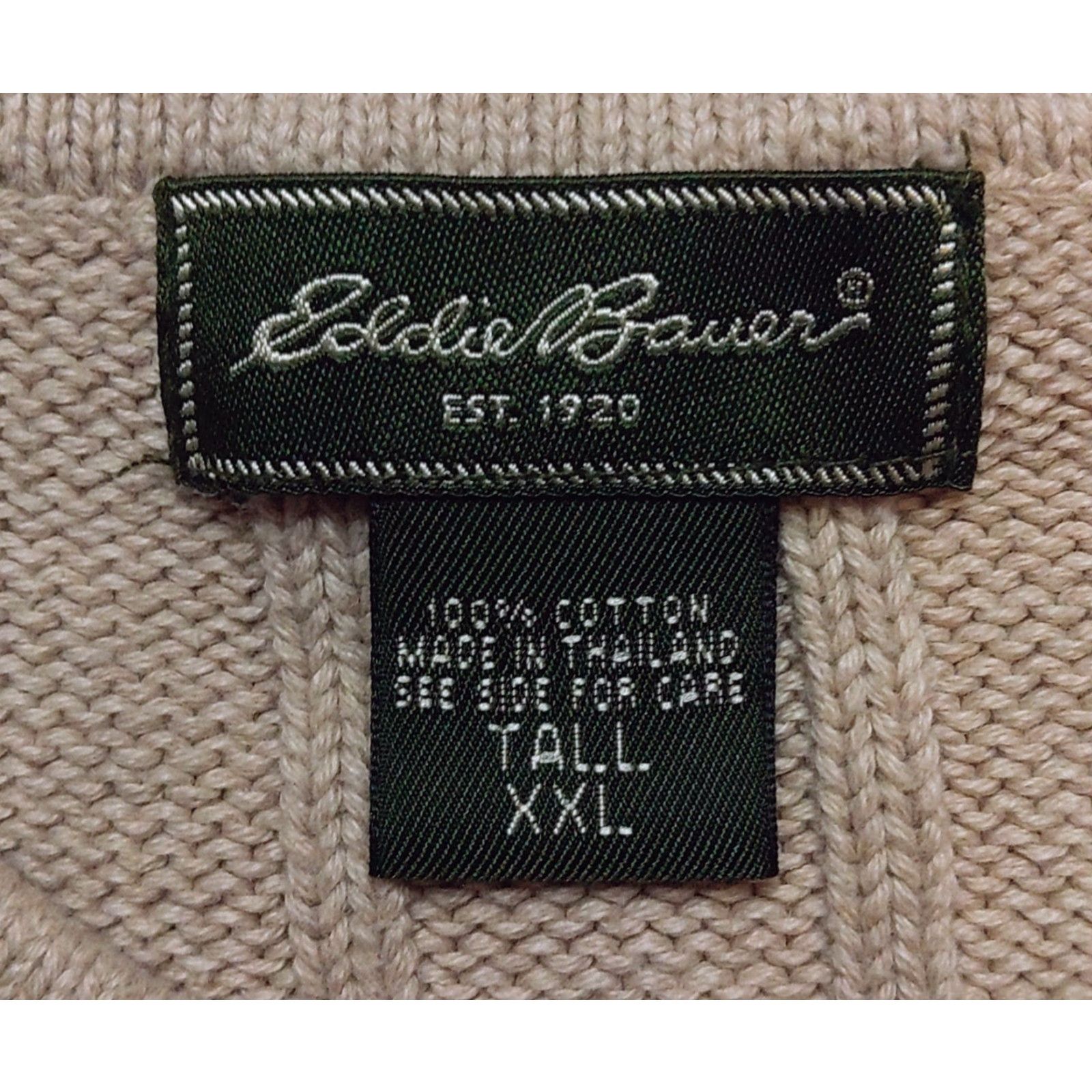 Eddie Bauer Eddie Bauer Crew Neck Sweater Mens 2XL Beige Cotton 100% Knit Pullover Long Sleeve Casual Business Travel 90s Classic Hipster Outdoor Preppy Size US XXL / EU 58 / 5 - 5 Thumbnail
