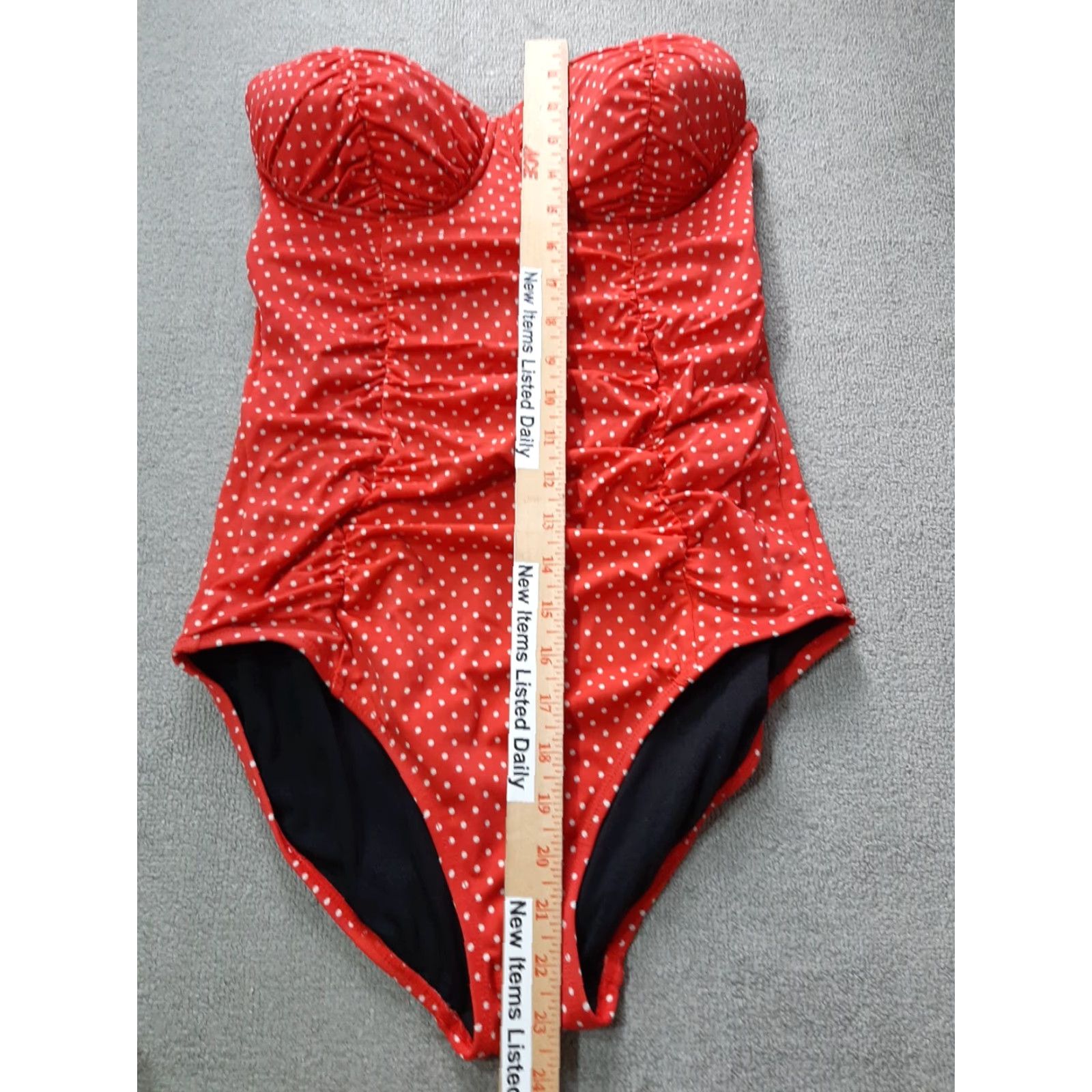 Vintage Jaclyn Smith Tankini Top Women's Size 10 Built-In Bra Red Dots Nylon Spandex Tankini Bottom Not Included Size L / US 10 / IT 46 - 2 Thumbnail