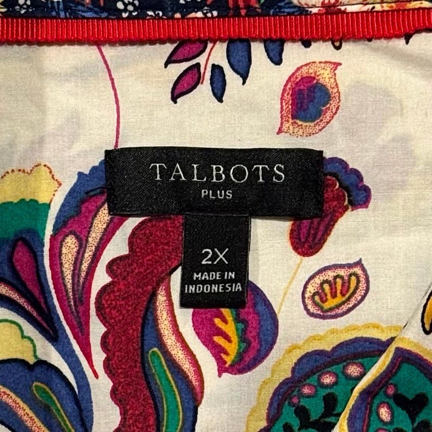 Talbots Talbots Paisley Floral Button Up Top Long Sleeve Boho 2X Size XXL / US 16-18 / IT 52-54 - 4 Thumbnail