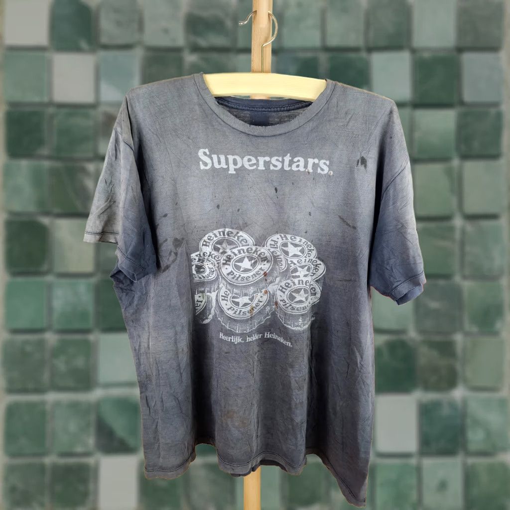 Vintage VINTAGE T-SHIRT MEN XL BLACK DISTRESSED GRADIANT SUN FADED TRASHED HEINEKEN SUPERSTARS Size US XL / EU 56 / 4 - 1 Thumbnail