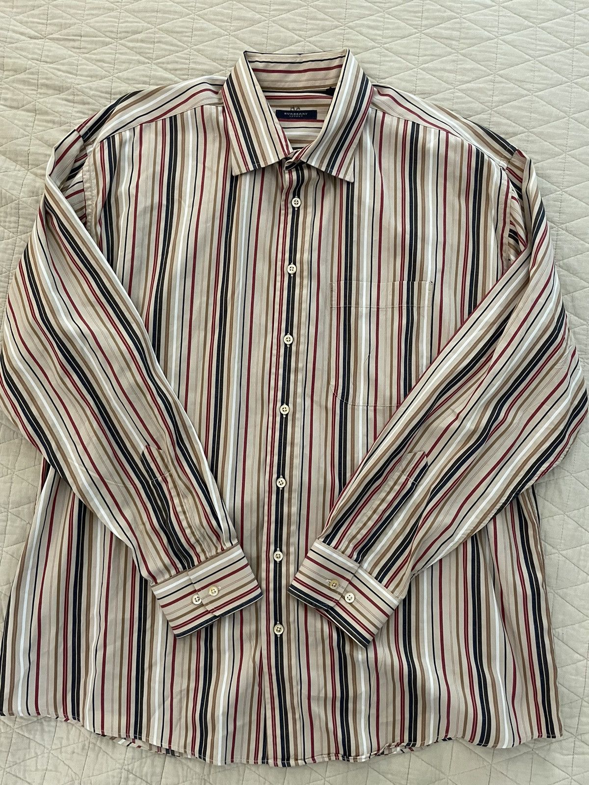 Burberry Multicolor Stripe Spread Collar Shirt Size US XL / EU 56 / 4 - 2 Thumbnail
