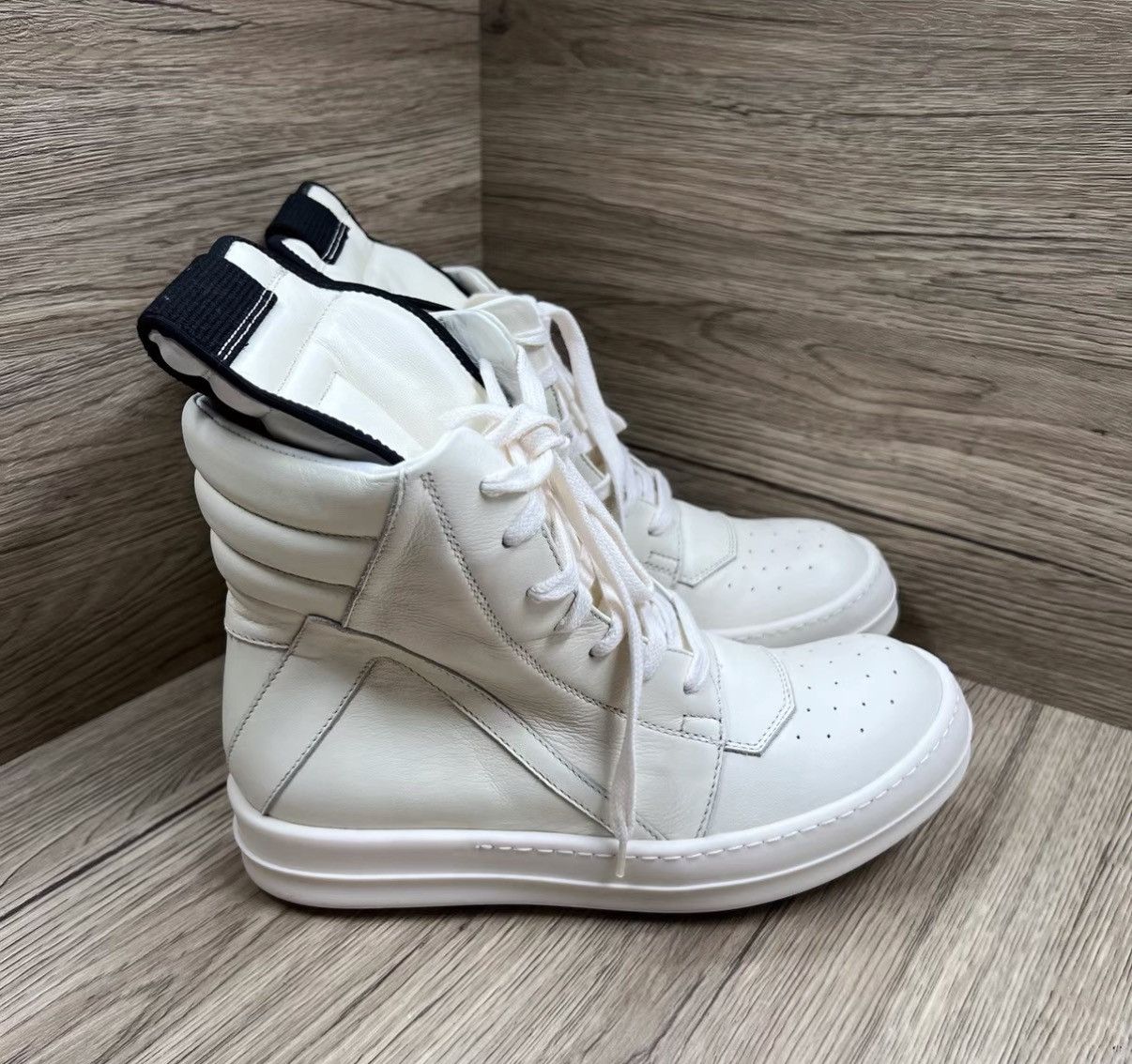 Rick Owens Rick Owens White High-top Sneakers J41 Size US 4.5 / IT 34.5 - 3 Thumbnail
