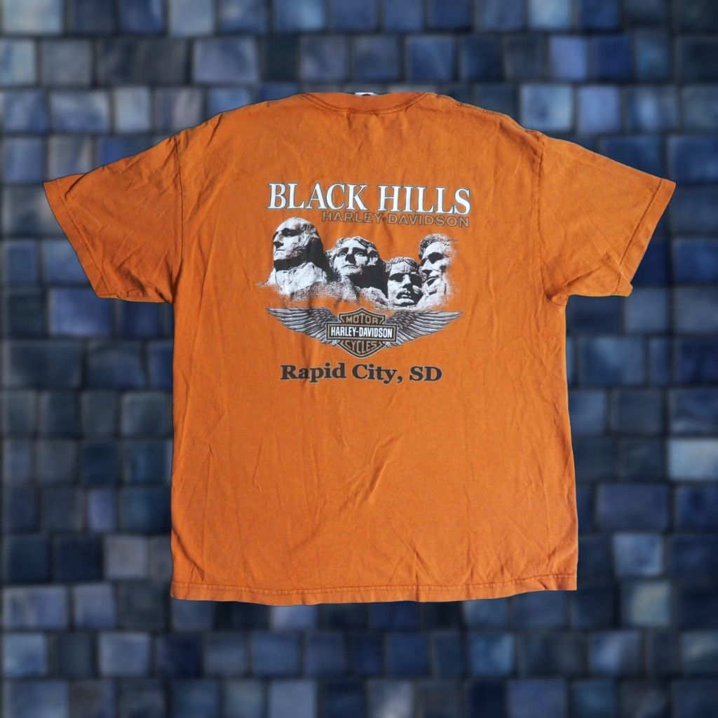 Harley Davidson VINTAGE Harley-Davidson T-Shirt Shirt Mens XL Orange Tee Biker Graphic Print 2007 Sturgis Rally T-Shirt Size US XL / EU 56 / 4 - 1 Thumbnail