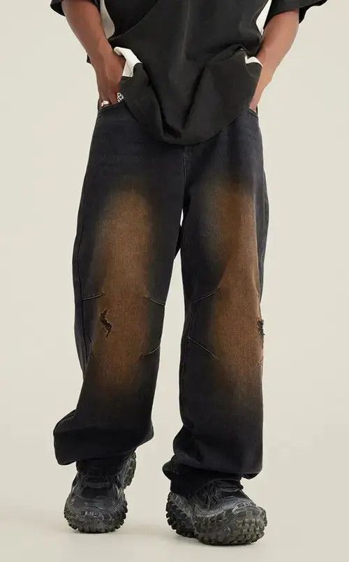 Japanese Brand × Jean Retro street wash grunge micro flared wide leg jeans Size US 32 / EU 48 - 2 Thumbnail