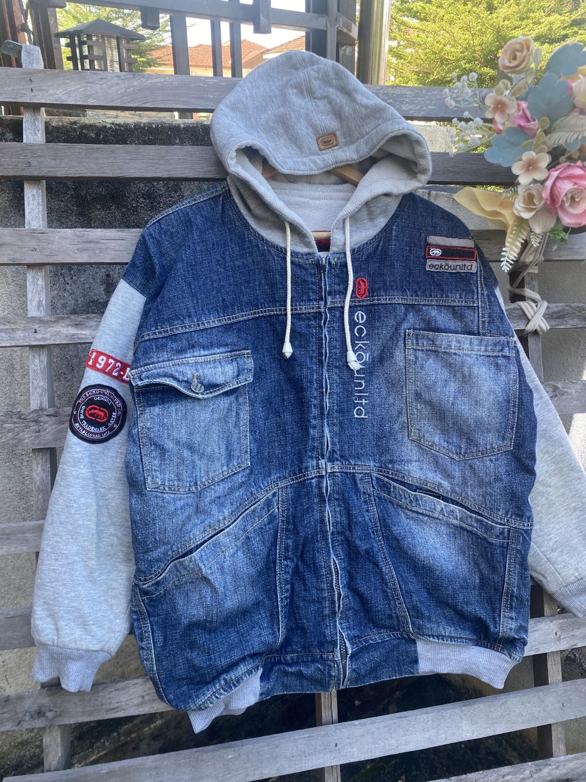 Ecko Unltd. Vintage Ecko Unltd Full Zip Denim Hoodie Jacket Size US XL / EU 56 / 4 - 3 Thumbnail