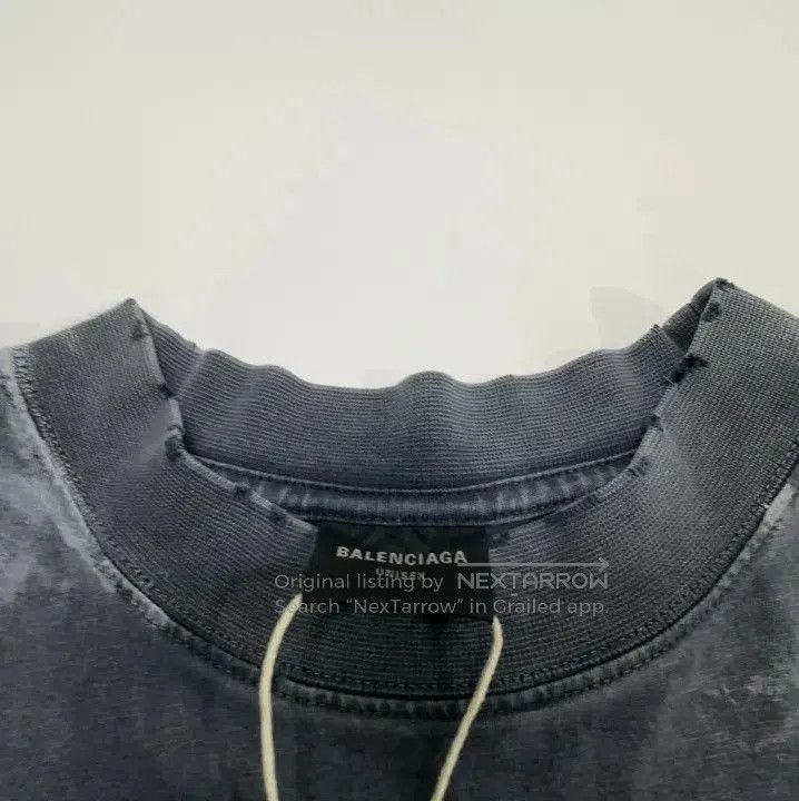 Balenciaga Gray Logo Embroidered Short Sleeve T-Shirt.