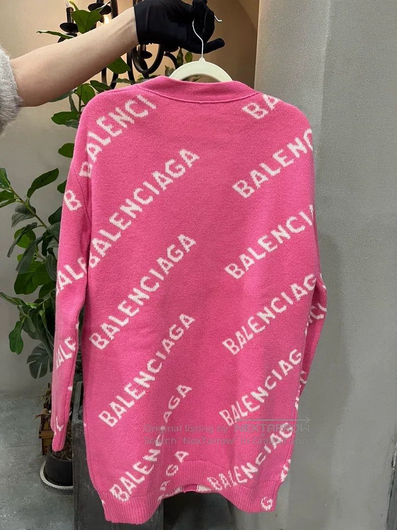 Balenciaga Balenciaga Pink Lettering Print Wool Sweater Size US XS / EU 42 / 0 - 2 Thumbnail