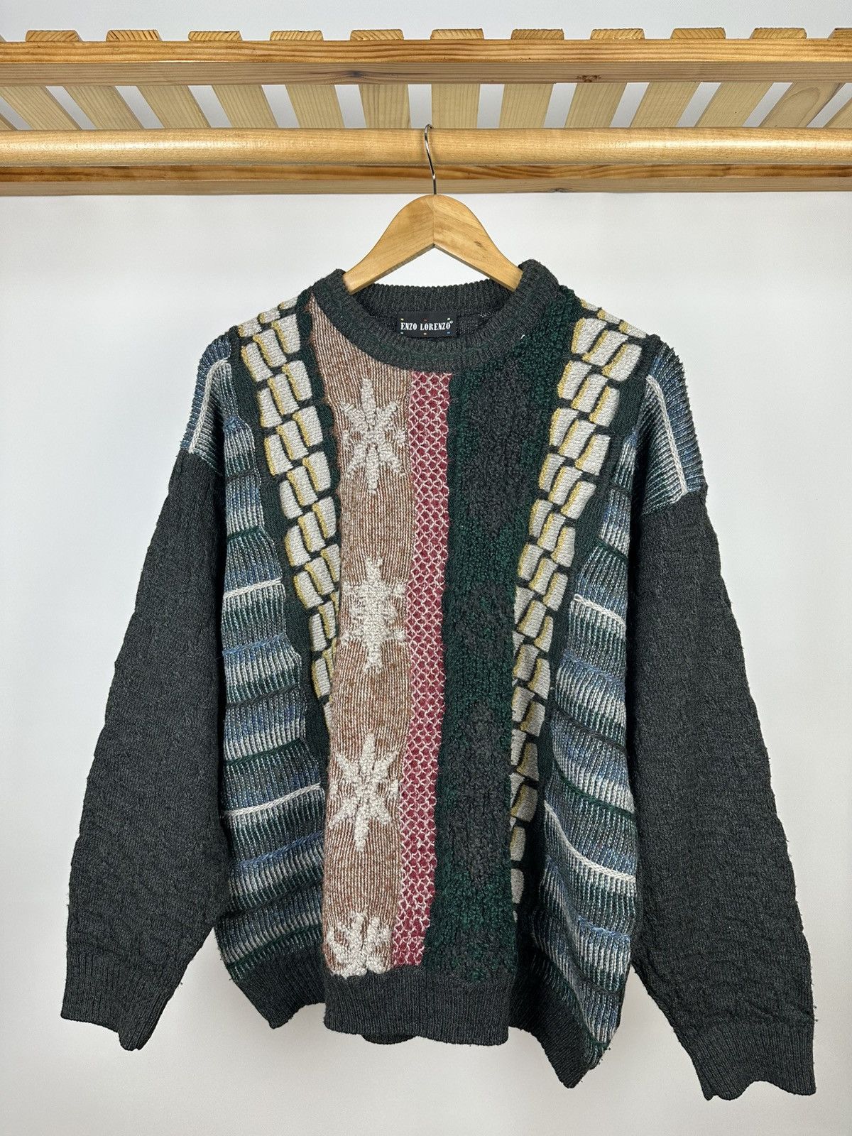 Carlo Colucci × Vintage Vintage Enzo Lorenzo Coogi Style Knit Sweater Size 50 Size US XL / EU 56 / 4 - 1 Thumbnail