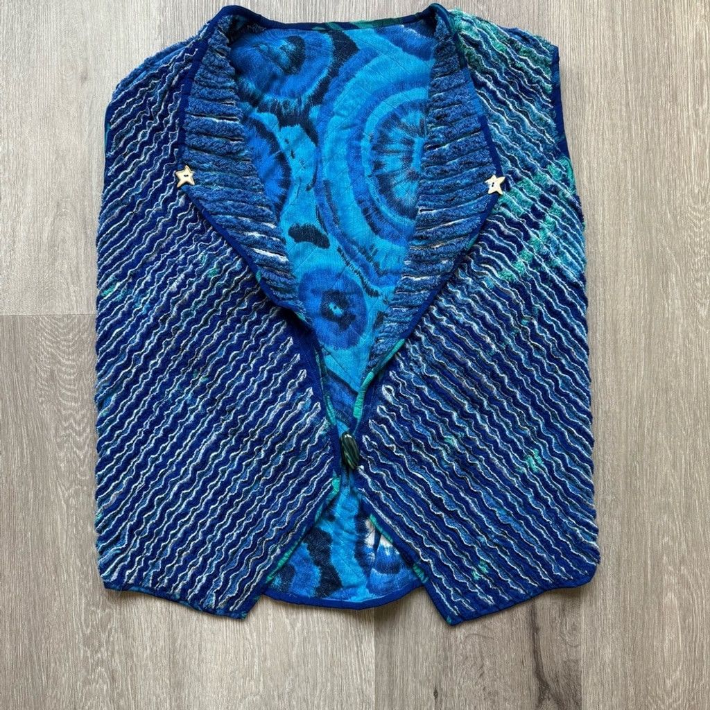 The Unbranded Brand Navy Blue Textured Vest for Layering Size L / US 10 / IT 46 - 1 Thumbnail