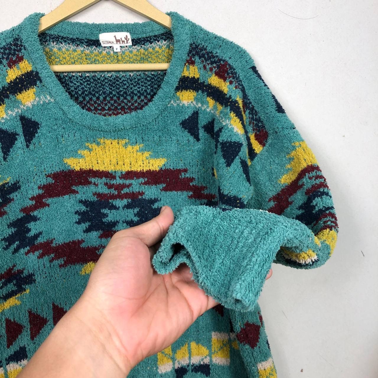 Native × Vintage Vintage Titicaca Navajo Aztec Native Wool Knitwear Size US L / EU 52-54 / 3 - 4 Thumbnail