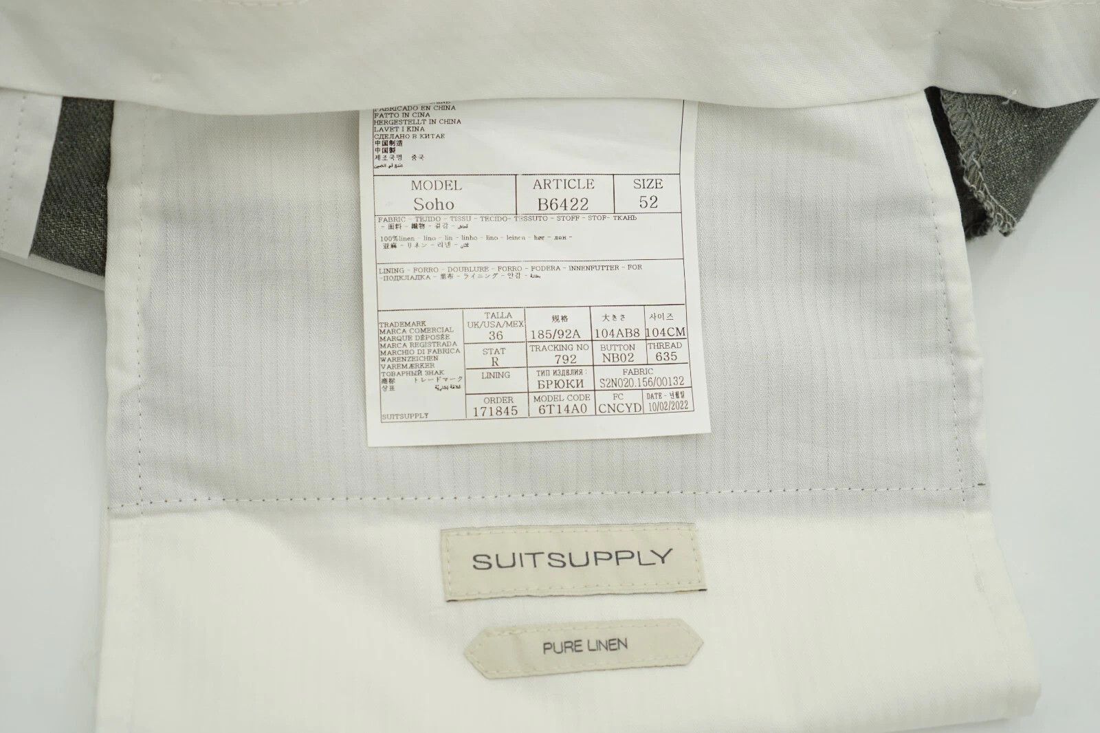Suitsupply Men Suitsupply Trousers 100% Linen Green Soho Size UK/US42S Size 42S - 6 Thumbnail