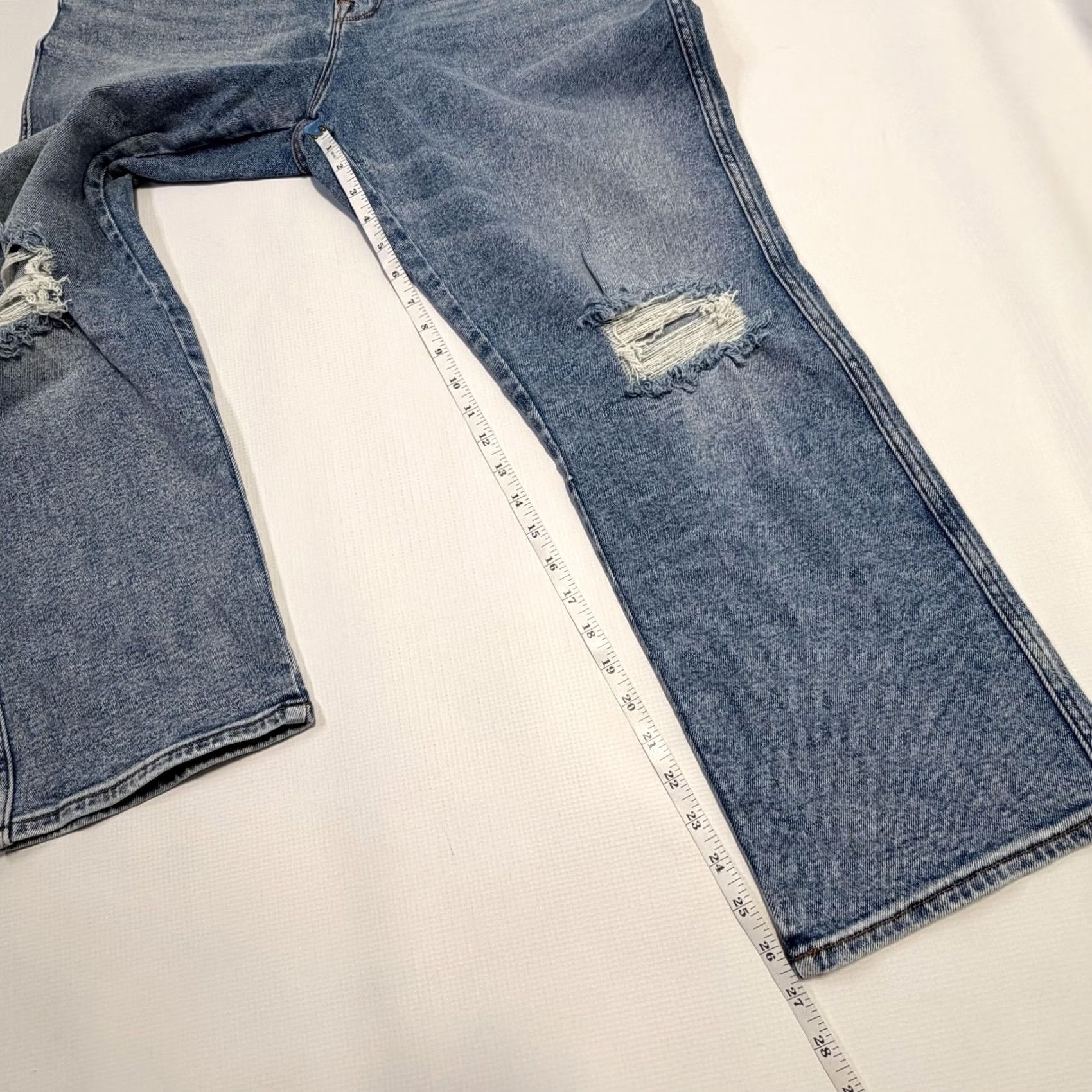 Good American Good American Jeans Womens 16 Blue High Rise Good Curve Straight Distressed Denim Jeans Regular Rise Womens Bursts of Distressed Jeans 16 Boys? Size 38" / US 16 / IT 52 - 3 Thumbnail