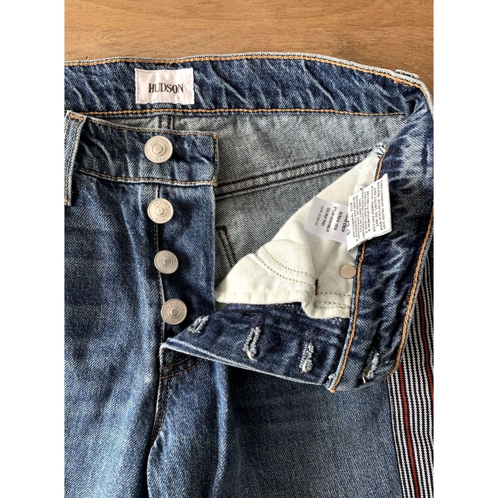 Hudson Hudson Jeans Straight Women 24 Denim Blue Mid Rise Relaxed Straight 5-Pocket Button Fly Crop Size 42" / US 20 - 4 Thumbnail