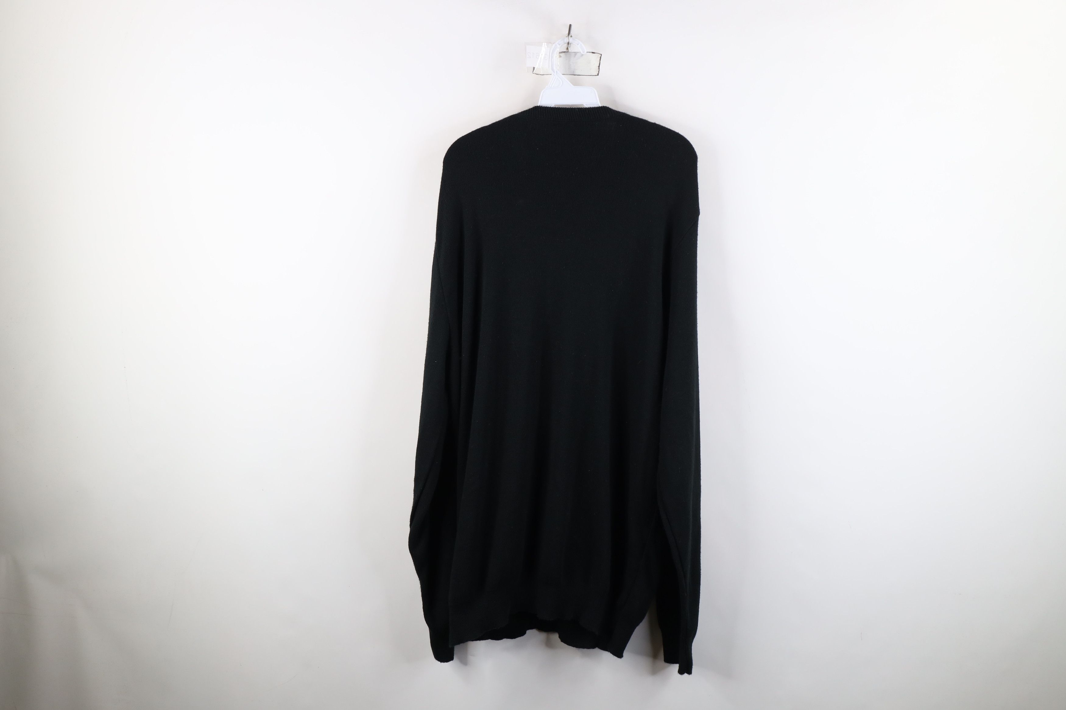 Vintage Vintage 90s Streetwear Blank Knit V-Neck Sweater Black USA Size US XXL / EU 58 / 5 - 7 Thumbnail