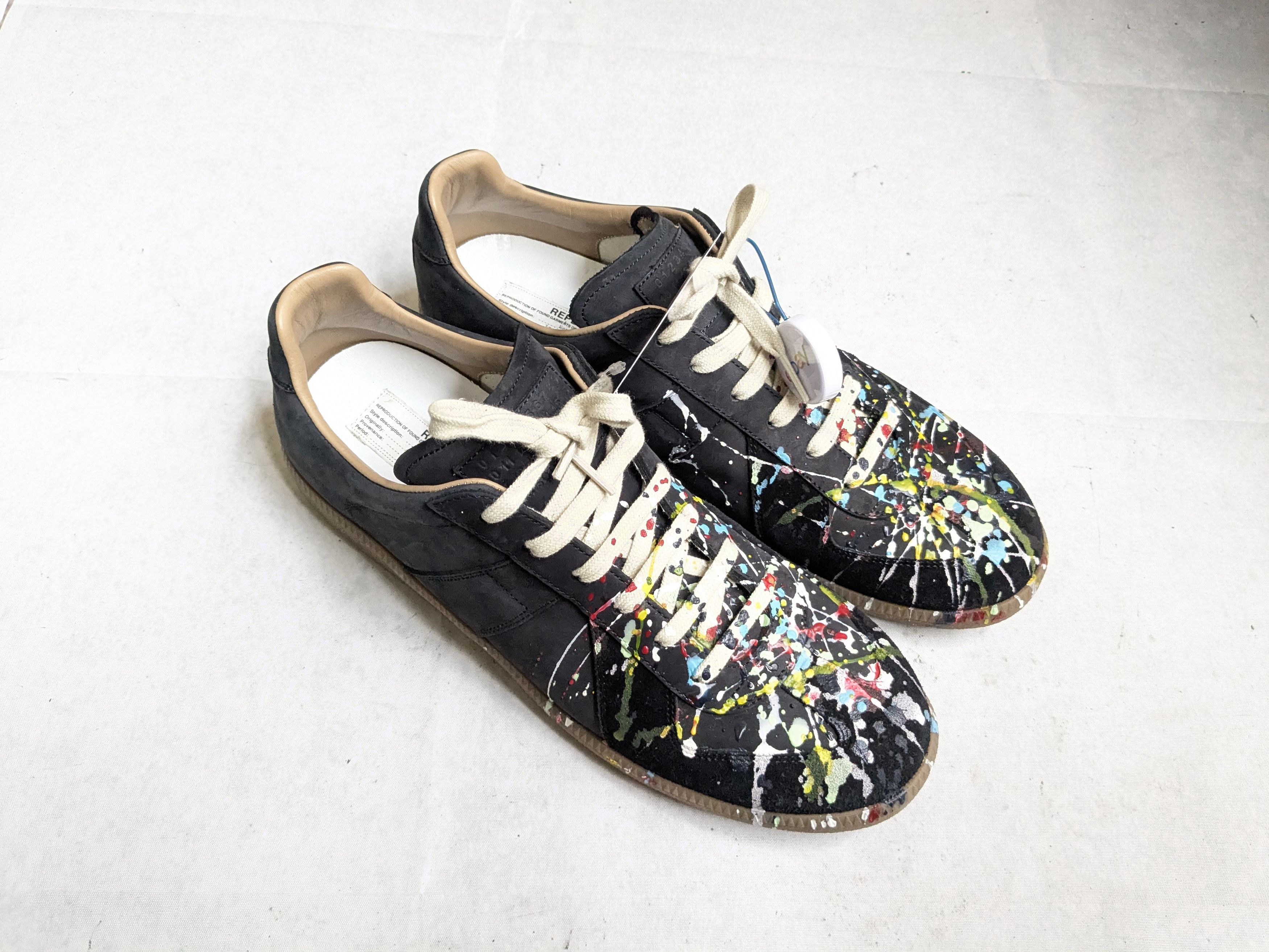 Maison Margiela Maison Margiela GAT Replica Black Paint Splatter 12 45 Low Size US 12 / EU 45 - 2 Thumbnail
