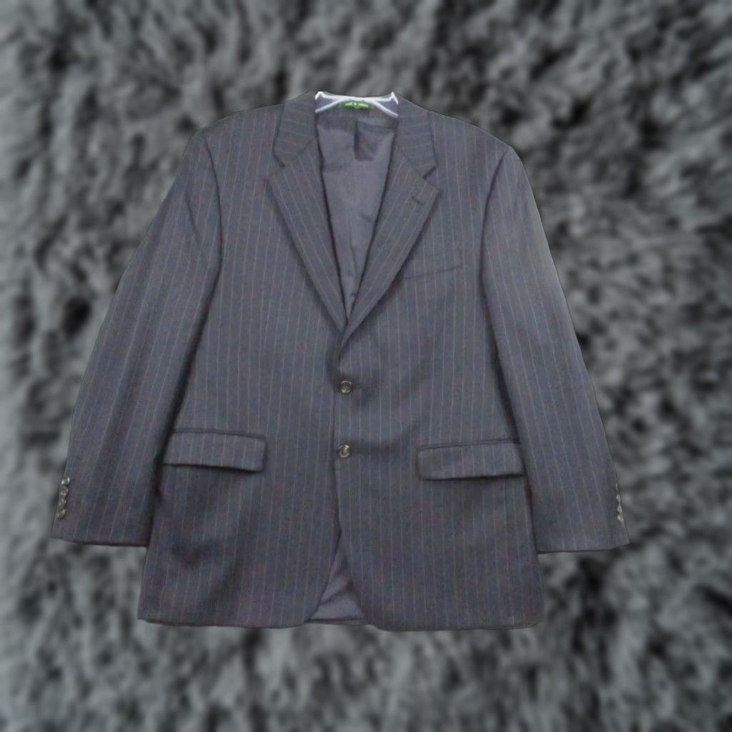 Ralph Lauren LAUREN RALPH LAUREN Wool Blazer Gray Striped 42 R Sport Jacket Size 42R - 1 Thumbnail
