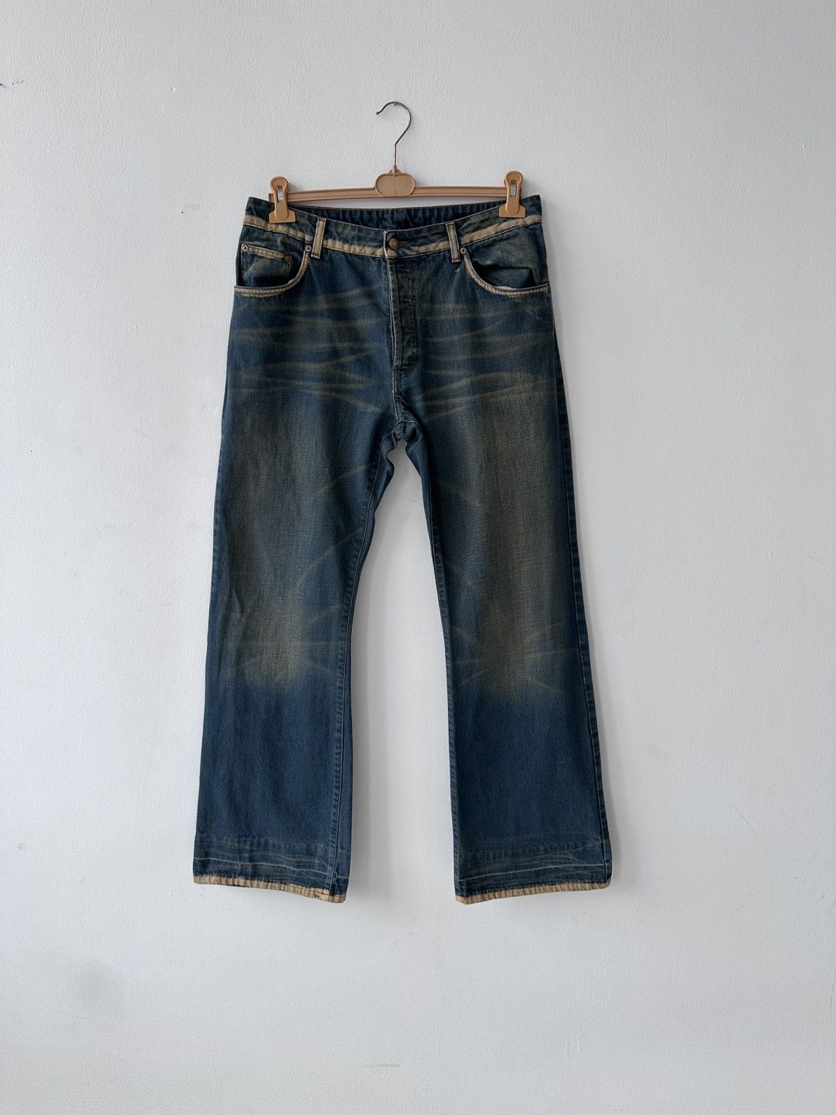 If Six Was Nine × Japanese Brand Distressed Flare Baggy Wide Leg Denim Jeans DKNY Size US 34 / EU 50 - 3 Thumbnail