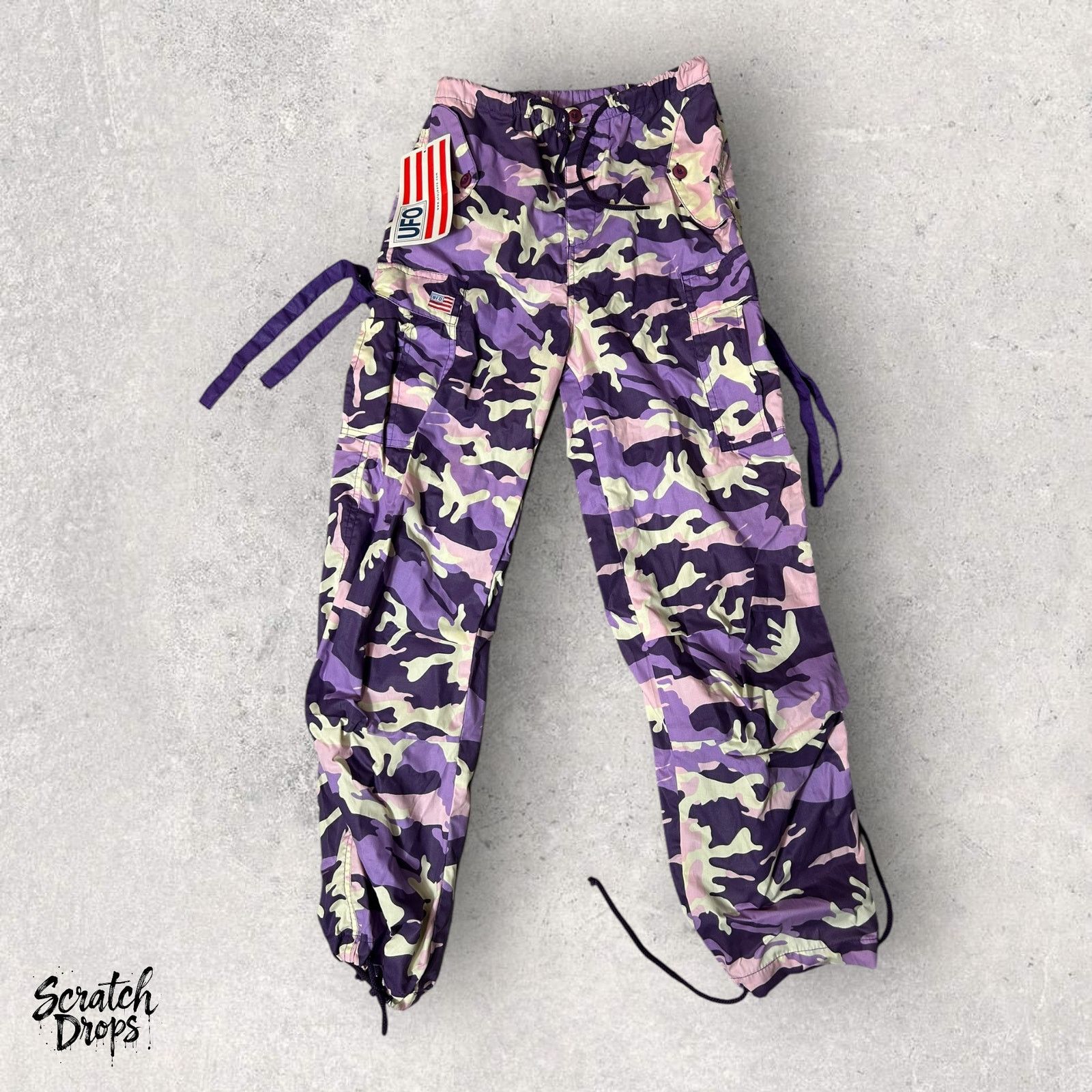 Vintage Girl UFO Size 10 Purple Camo Cargo Pants High Waist