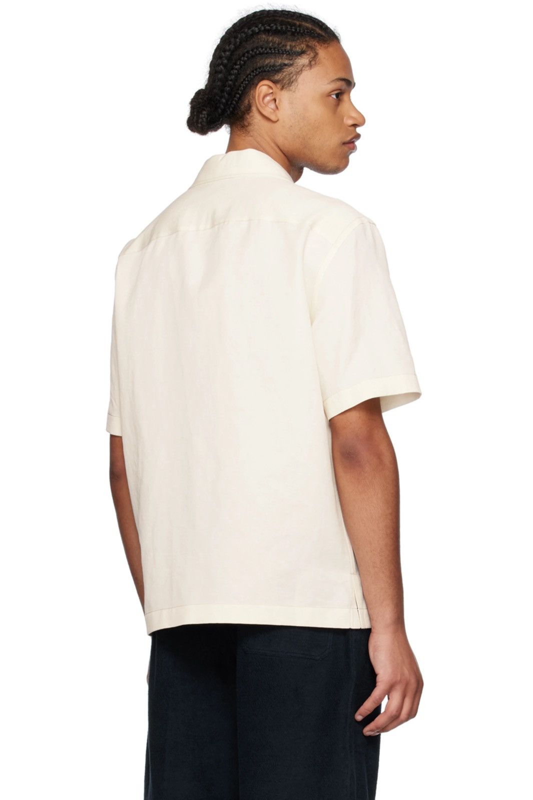 Ermenegildo Zegna NEW S Zegna Off White Pocket Safari Linen Silk Cotton Shirt Size US S / EU 44-46 / 1 - 3 Thumbnail