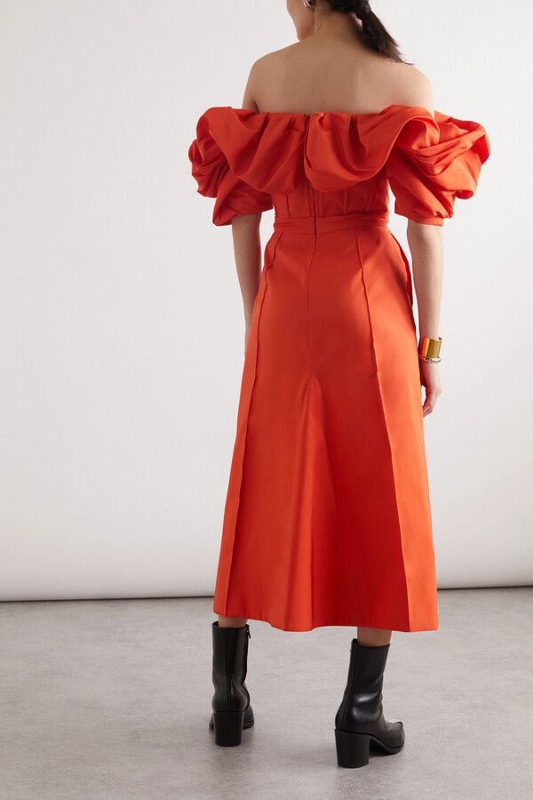 Alexander McQueen o1y0325 Elegant Midi Dress in Orange Size S / US 4 / IT 40 - 4 Thumbnail