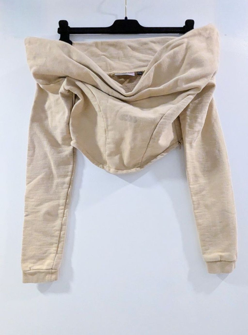 GCDS GCDS Beige Off-Shoulder Cowl Neck Crop Sweatshirt style Top Size M / US 6-8 / IT 42-44 - 6 Thumbnail