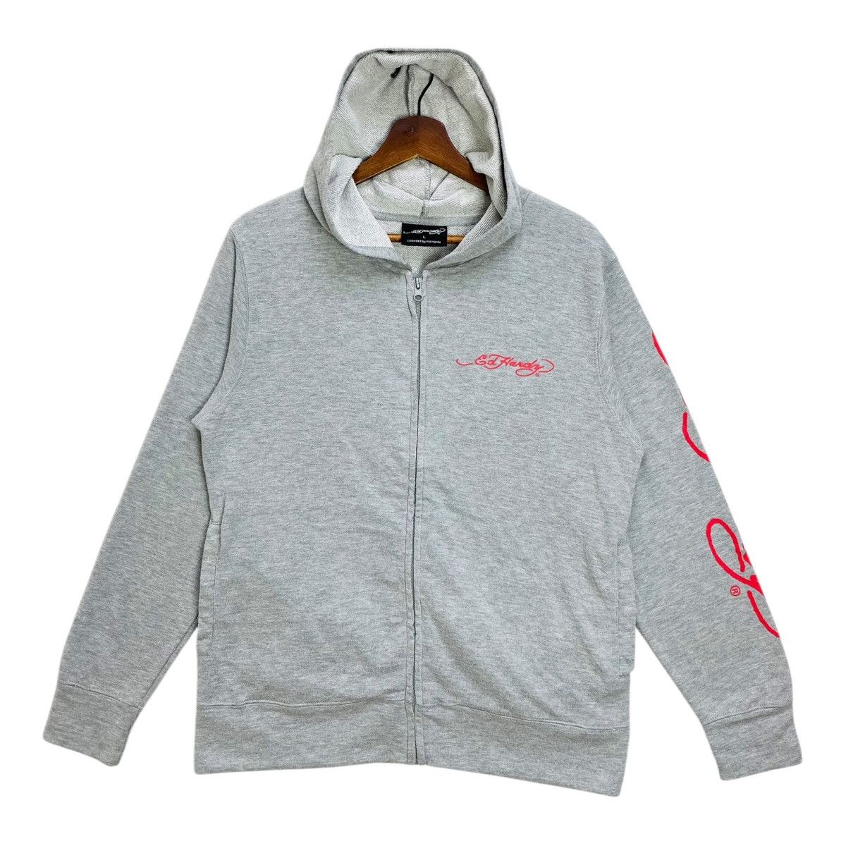 Ed Hardy Vintage Y2k Ed Hardy Hoodie Light Cotton Gray Zip Up Size L Size US L / EU 52-54 / 3 - 2 Thumbnail