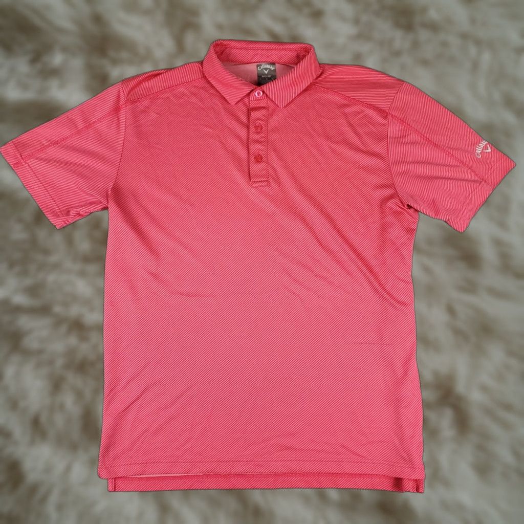 Callaway Callaway Polo Shirt Men Size Large Stripe Pink Opti Dri Fit Golf Short Sleeve Polo Shirt Mens Pink Striped Athletic Golf Shirt Size US L / EU 52-54 / 3 - 1 Thumbnail