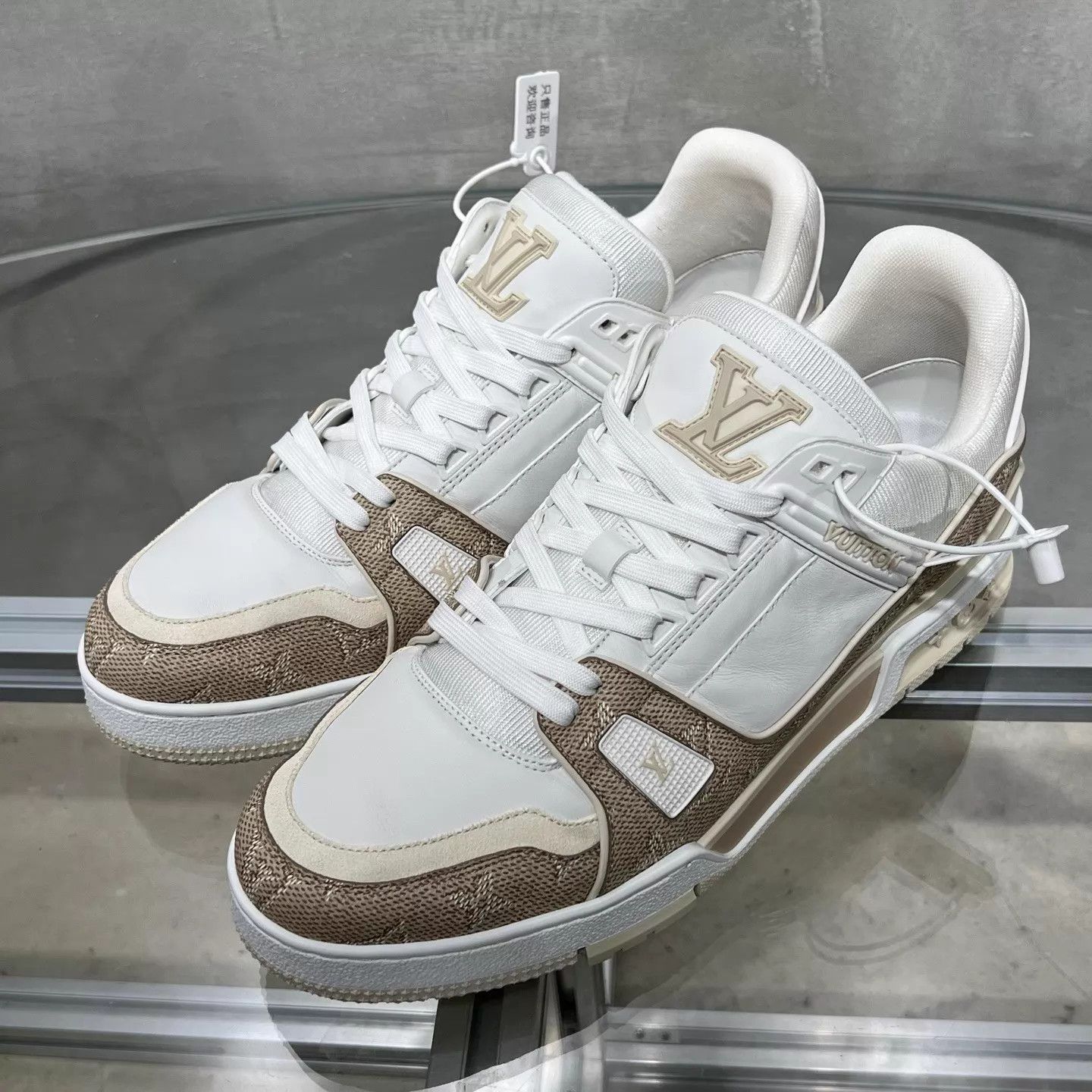 Louis Vuitton LV Trainer Cream Monogram UK8 42 New OG Box Size US 9 / EU 42 - 2 Thumbnail