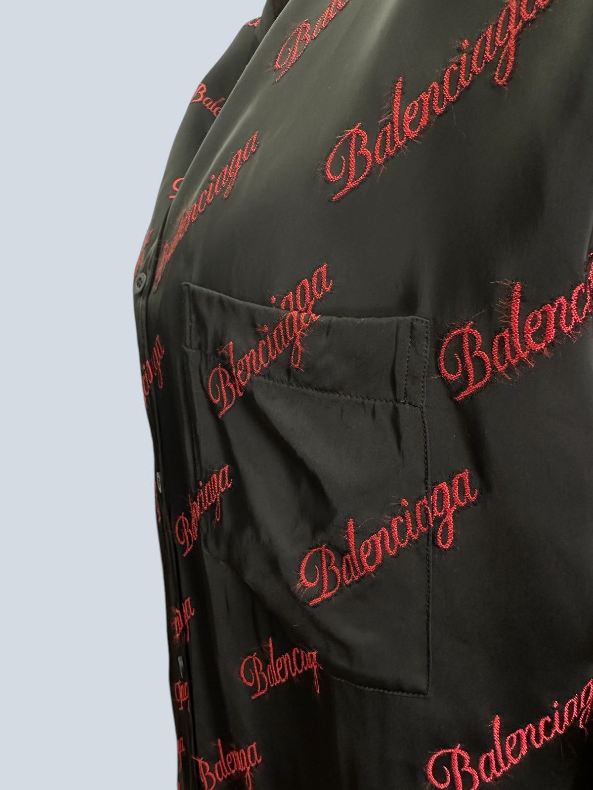 Balenciaga Balenciaga oversized shirt black with all-over logo, 36fr. Size XS / US 0-2 / IT 36-38 - 4 Thumbnail