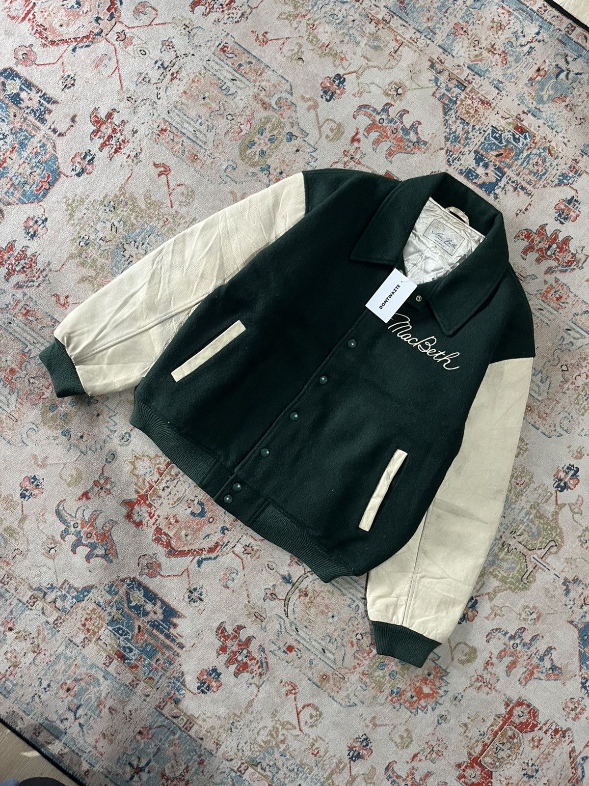 Macbeth Vintage Mac Beth Wool Leather Varsity Jacket Green Size US M / EU 48-50 / 2 - 3 Thumbnail