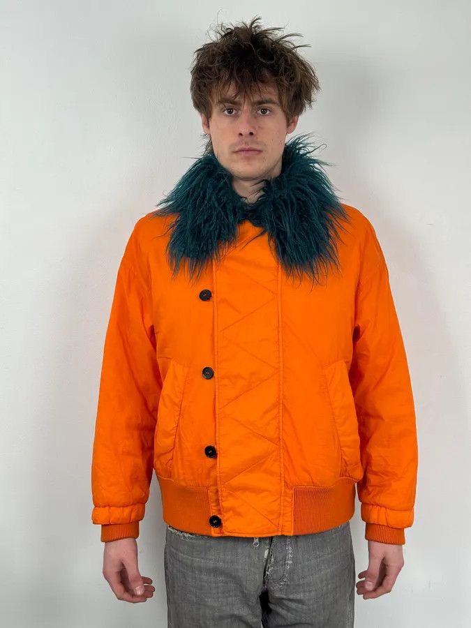 Maison Margiela AW2018 Maison Margiela Orange Navy Fur Collar Bomber Jacket Size US M / EU 48-50 / 2 - 2 Thumbnail