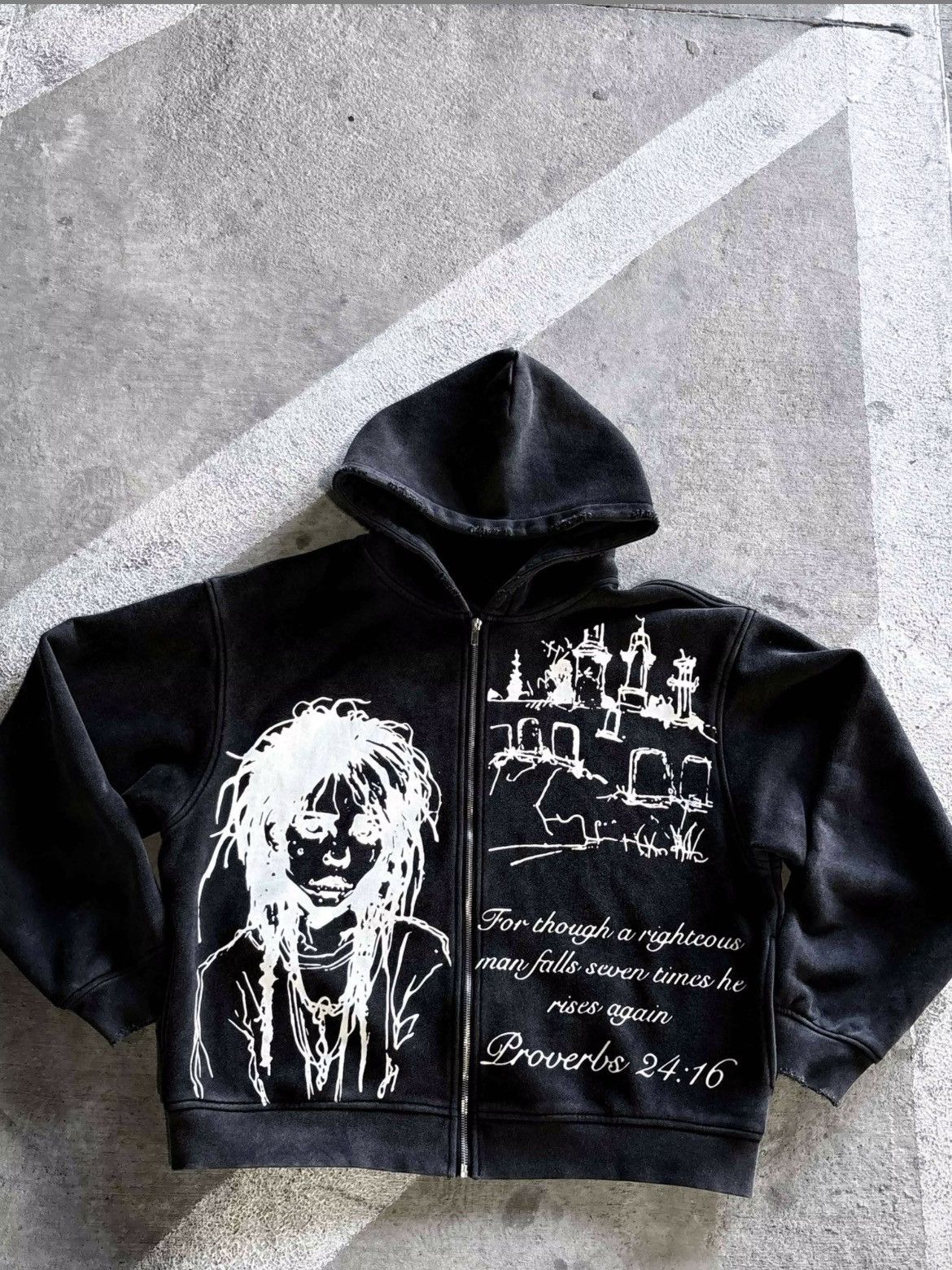 Other Black Graphic Zip-Up Hoodie – Proverbs 24:16 Design Size US M / EU 48-50 / 2 - 1 Preview
