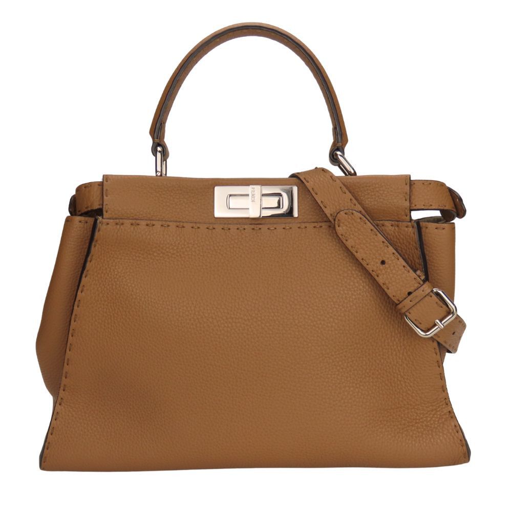 Fendi Fendi Peekaboo Celeria Leather 2Way Bag Leather Shoulder Bag 8Bn290 in Brown, Women's