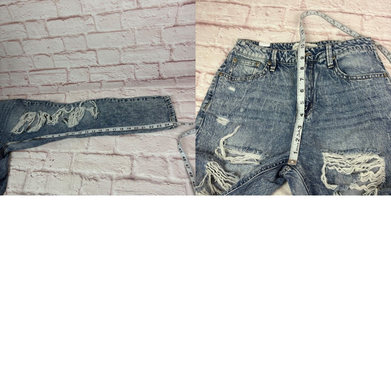 Almost Famous Almost Famous Jeans Juniors Relaxed Straight Denim Acid Wash Distressed 5-Pocket Blue 3 Jeans Size 26" / US 2 / IT 38 - 9 Thumbnail