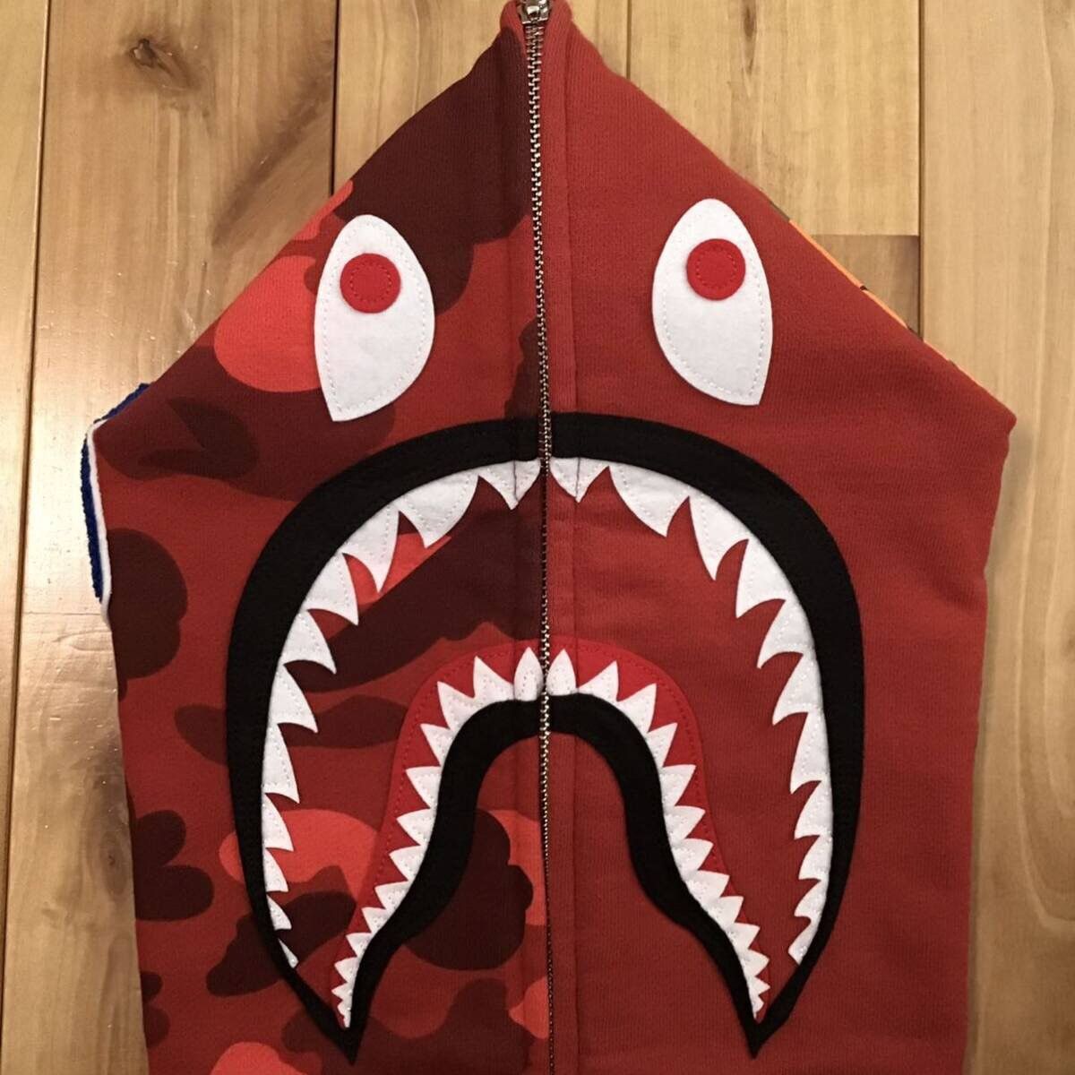 Bape BAPE Red x Red camo shark full zip hoodie a bathing ape Size US M / EU 48-50 / 2 - 3 Thumbnail