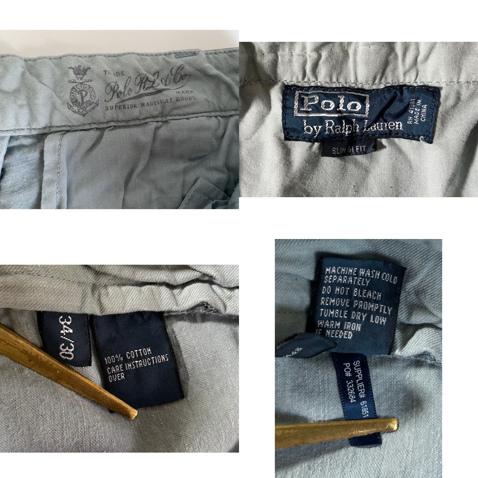 Polo Ralph Lauren Polo Ralph Lauren Men’s Chino Pants Slim Fit 34x30 Blue Size US S / EU 44-46 / 1 - 8 Thumbnail