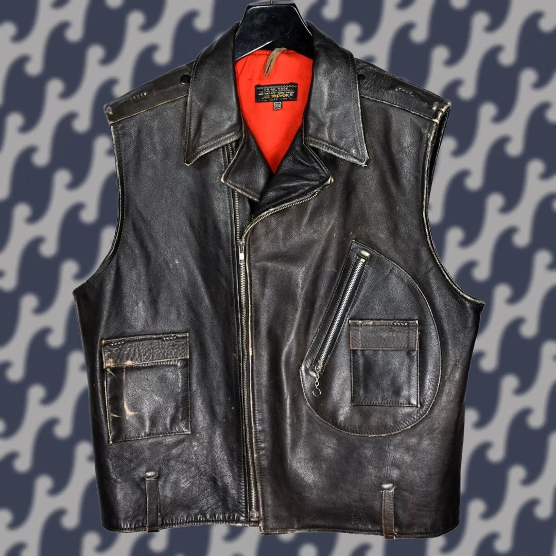 Lee VINTAGE LEE TREVOR Leather Vest Jacket Men's 2XL Black Leather Biker Vest Casual Shirt? Size US XXL / EU 58 / 5 - 1 Thumbnail