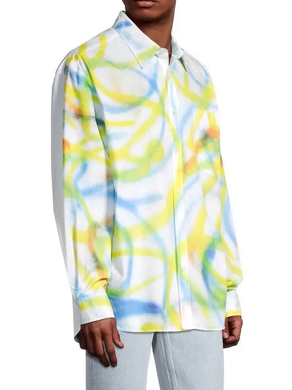 Marni New MARNI Scribble Spray Paint Multicolour Oxford Shirt 50 Size US M / EU 48-50 / 2 - 3 Thumbnail